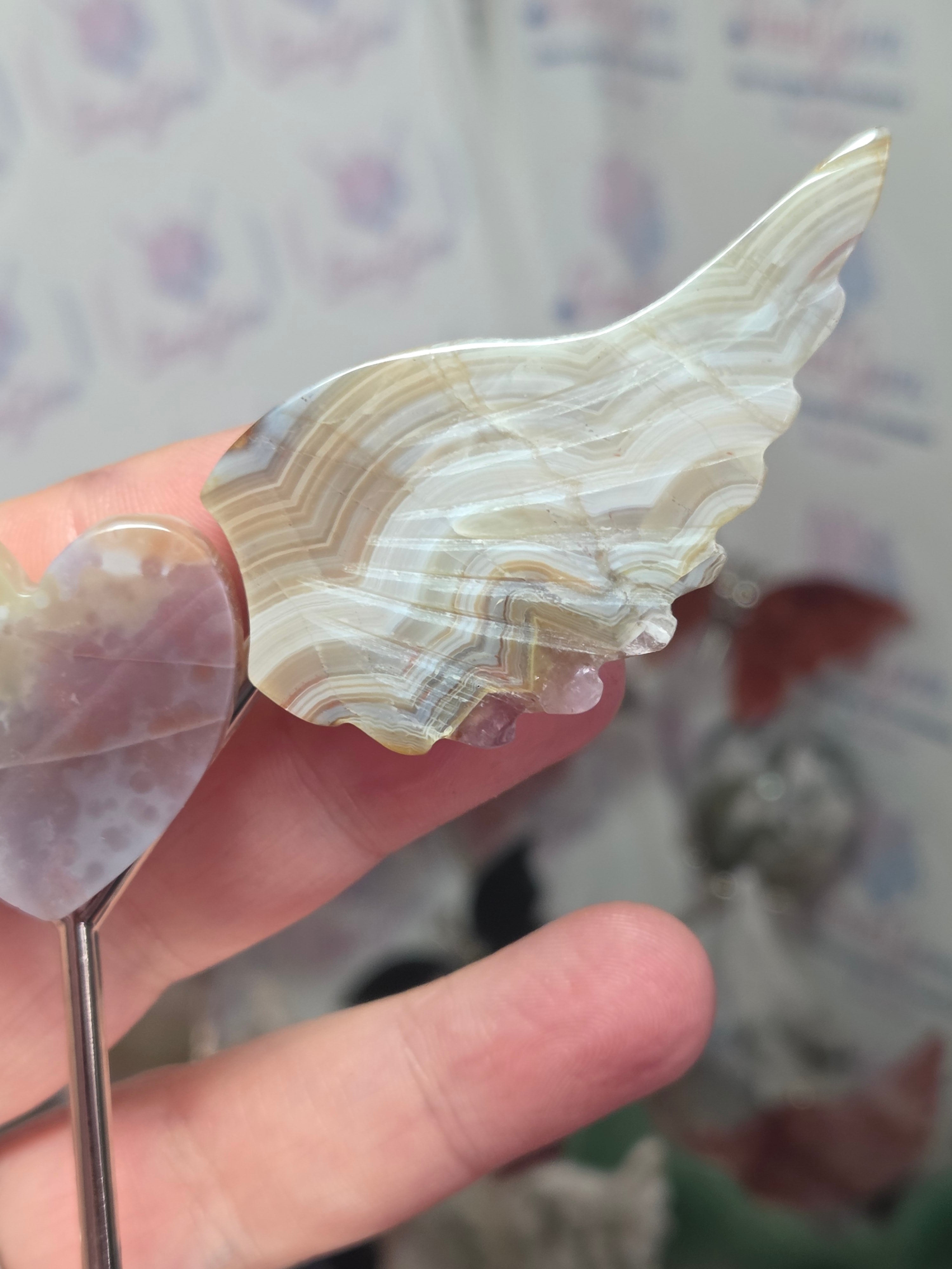 Crazy agate crystal amethyst heart with wings