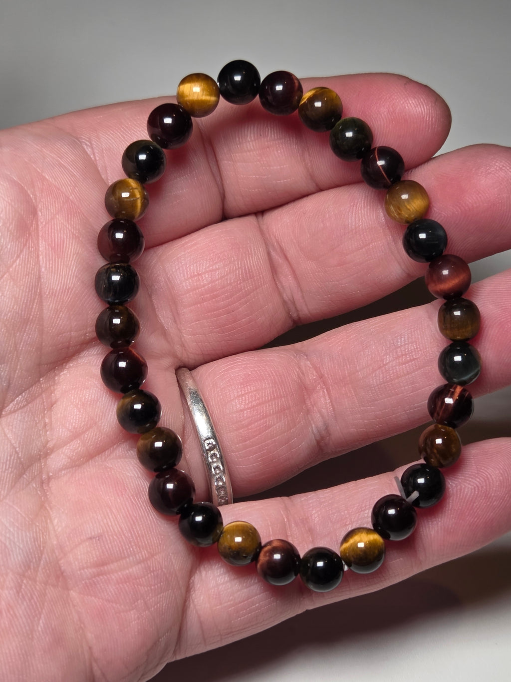 Yellow  blue and red natural tigers eye crystal bracelet