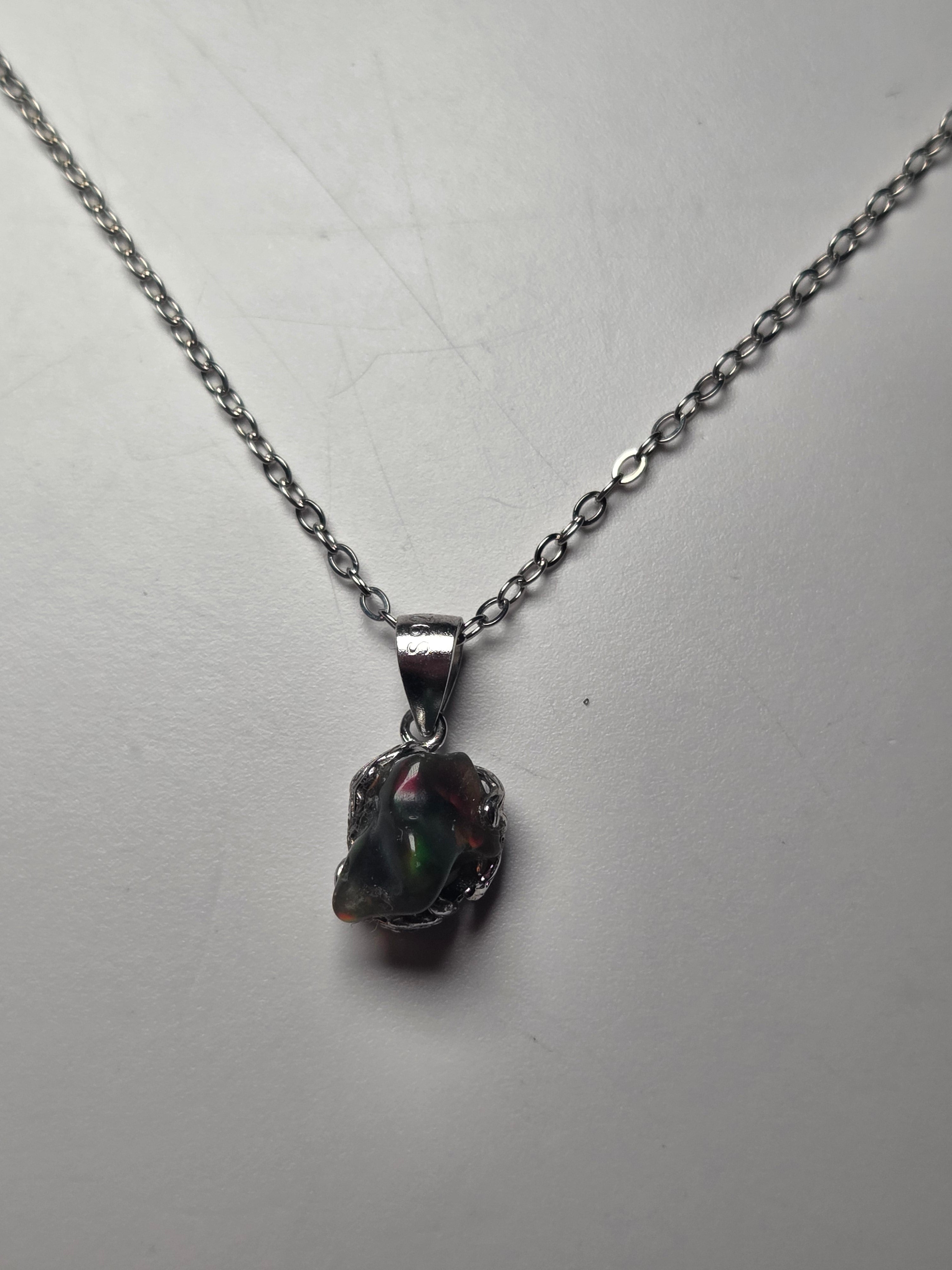 Ethiopian black Opal necklace s295