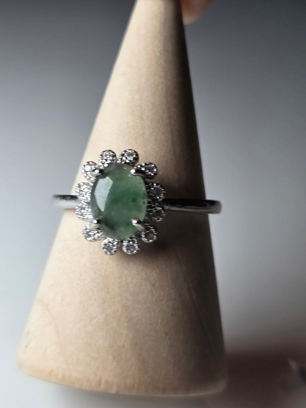 Moss Agate crystal adjustable ring