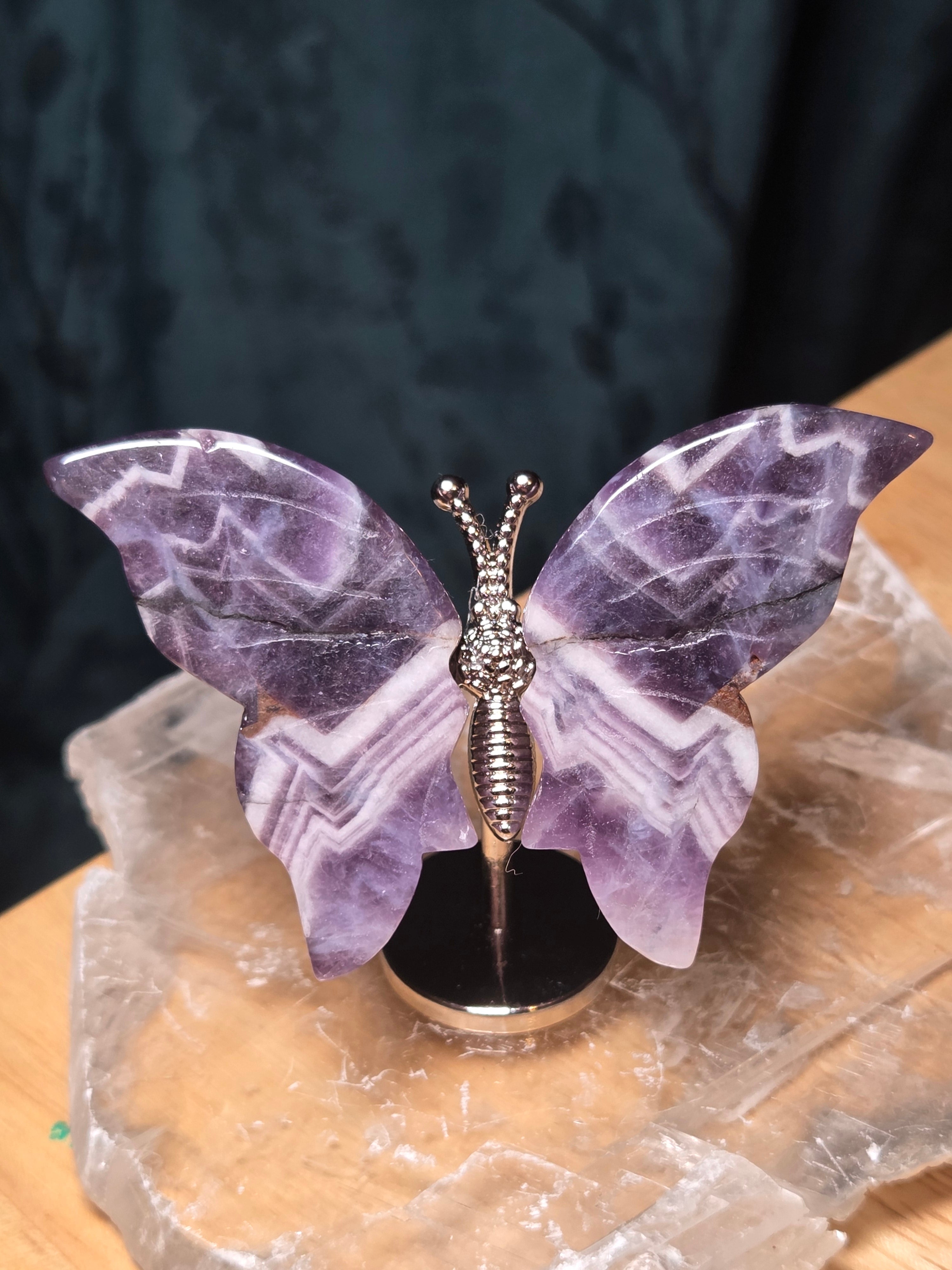 Dream Amethyst crystal butterfly carving