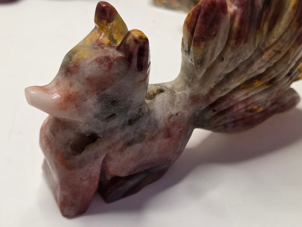 Mexican agate crystal nine tail fox carving