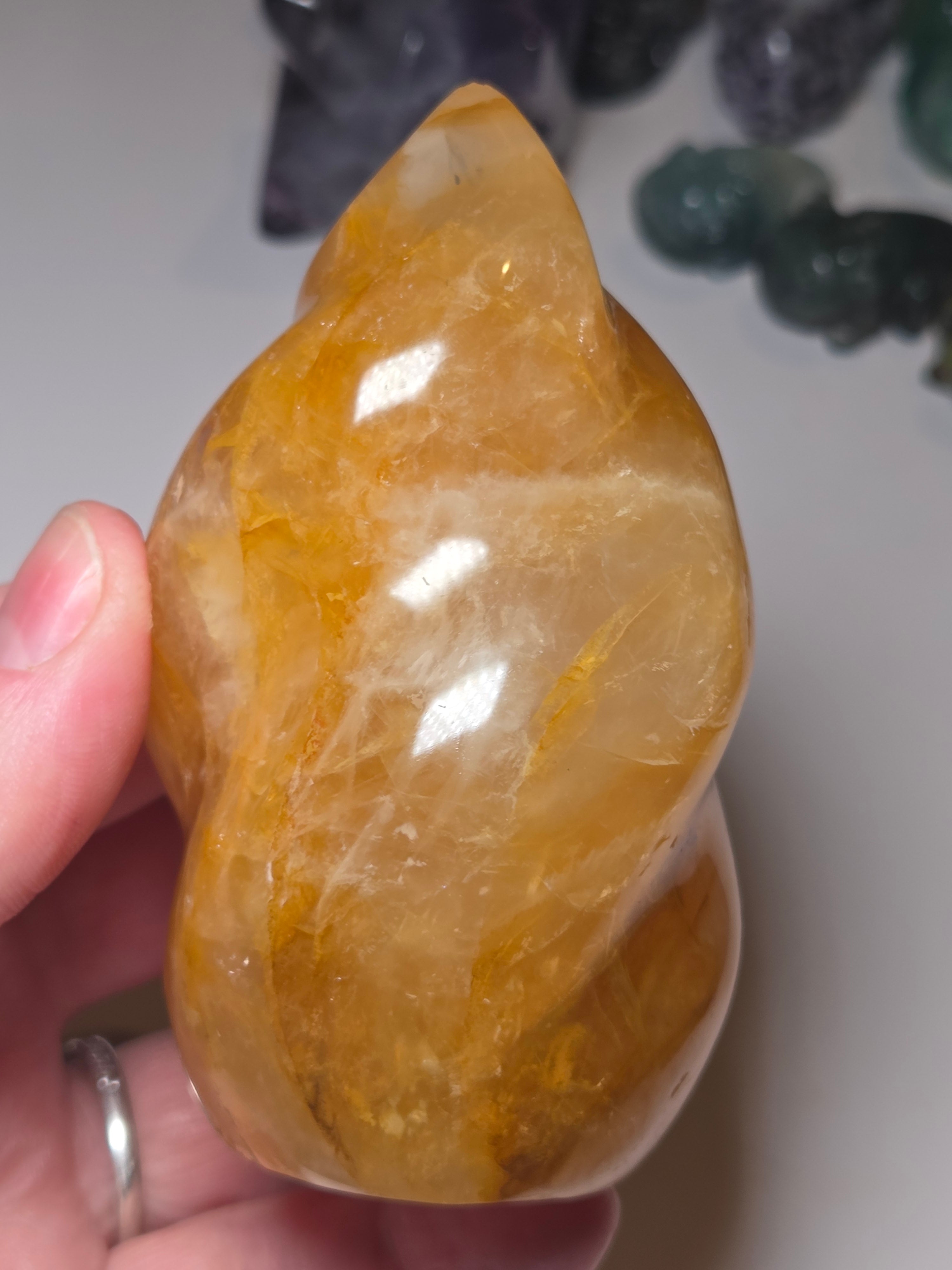 Golden healer crystal flame carving