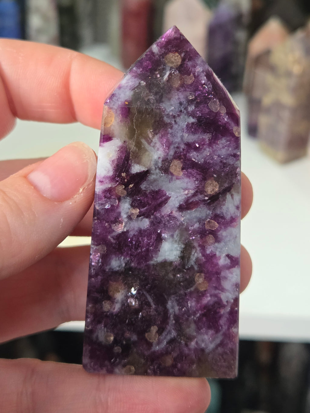 Purple mica crystal tower