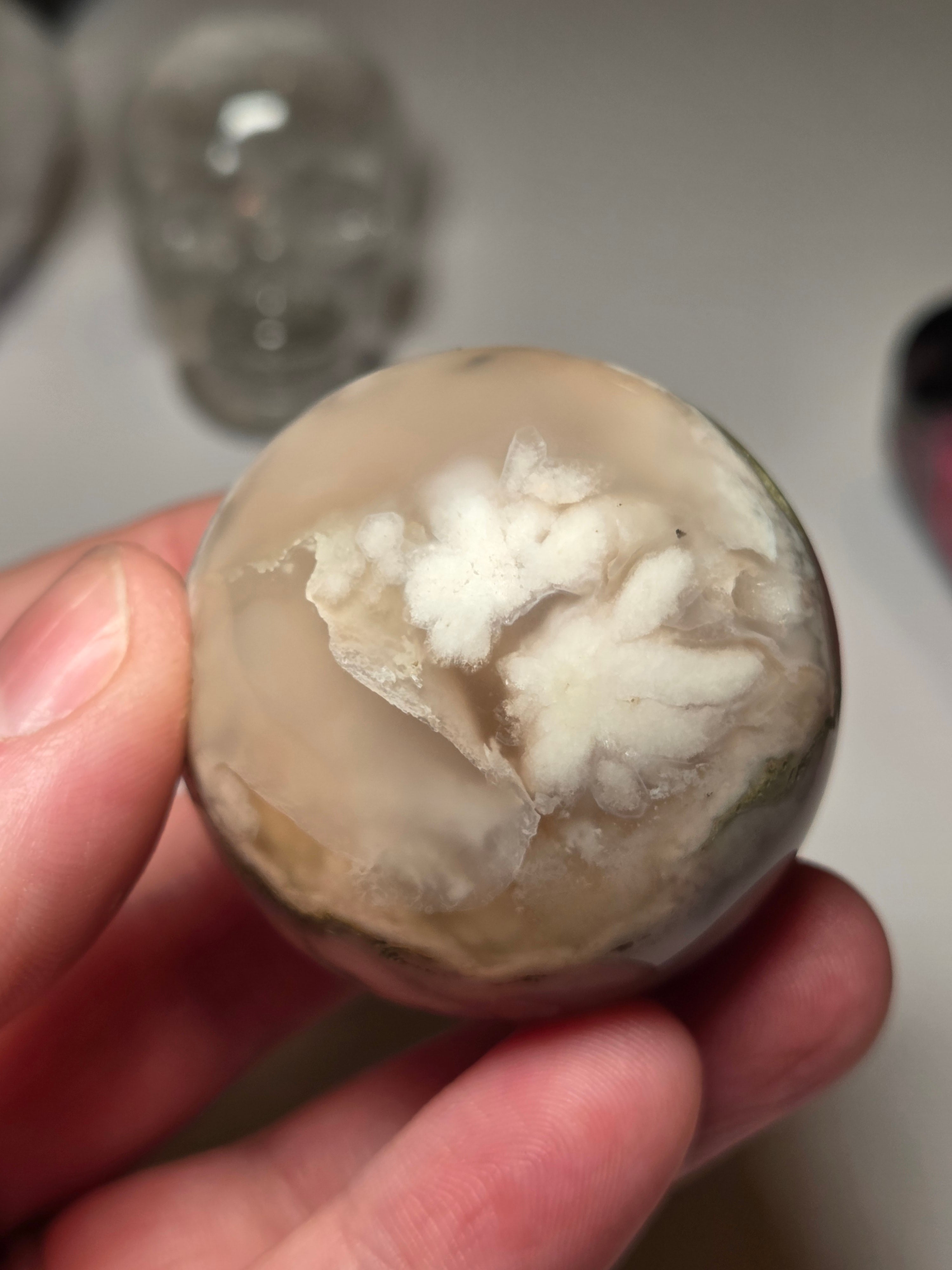 Grade A Flower agate crystal small sphere