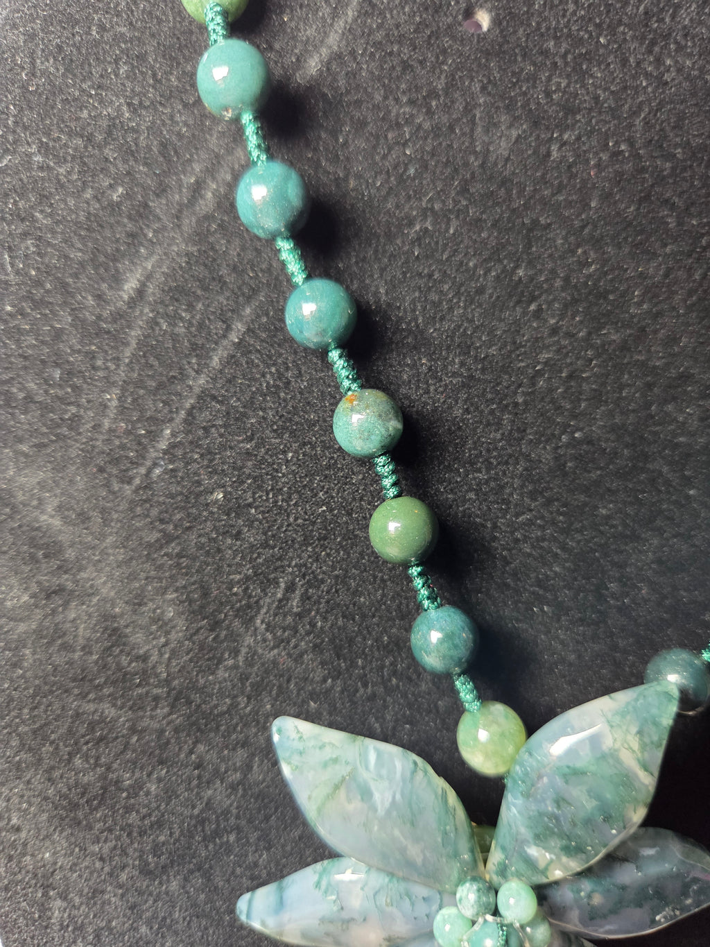 Amazing  grade AAA Moss agate crystal long  necklace