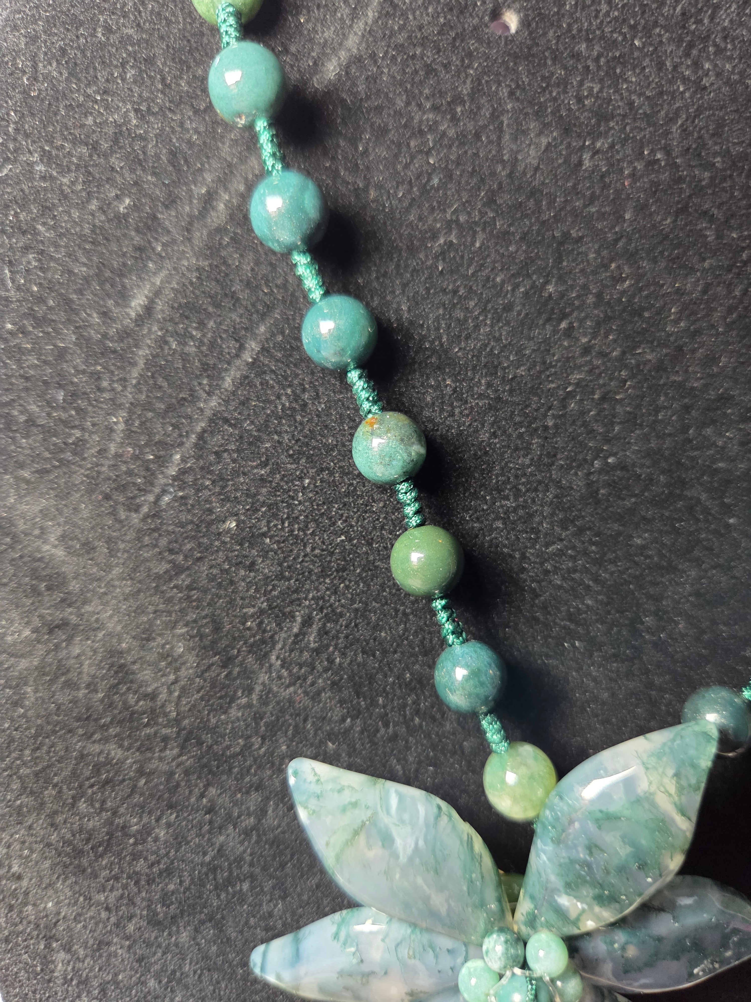 Amazing  grade AAA Moss agate crystal long  necklace