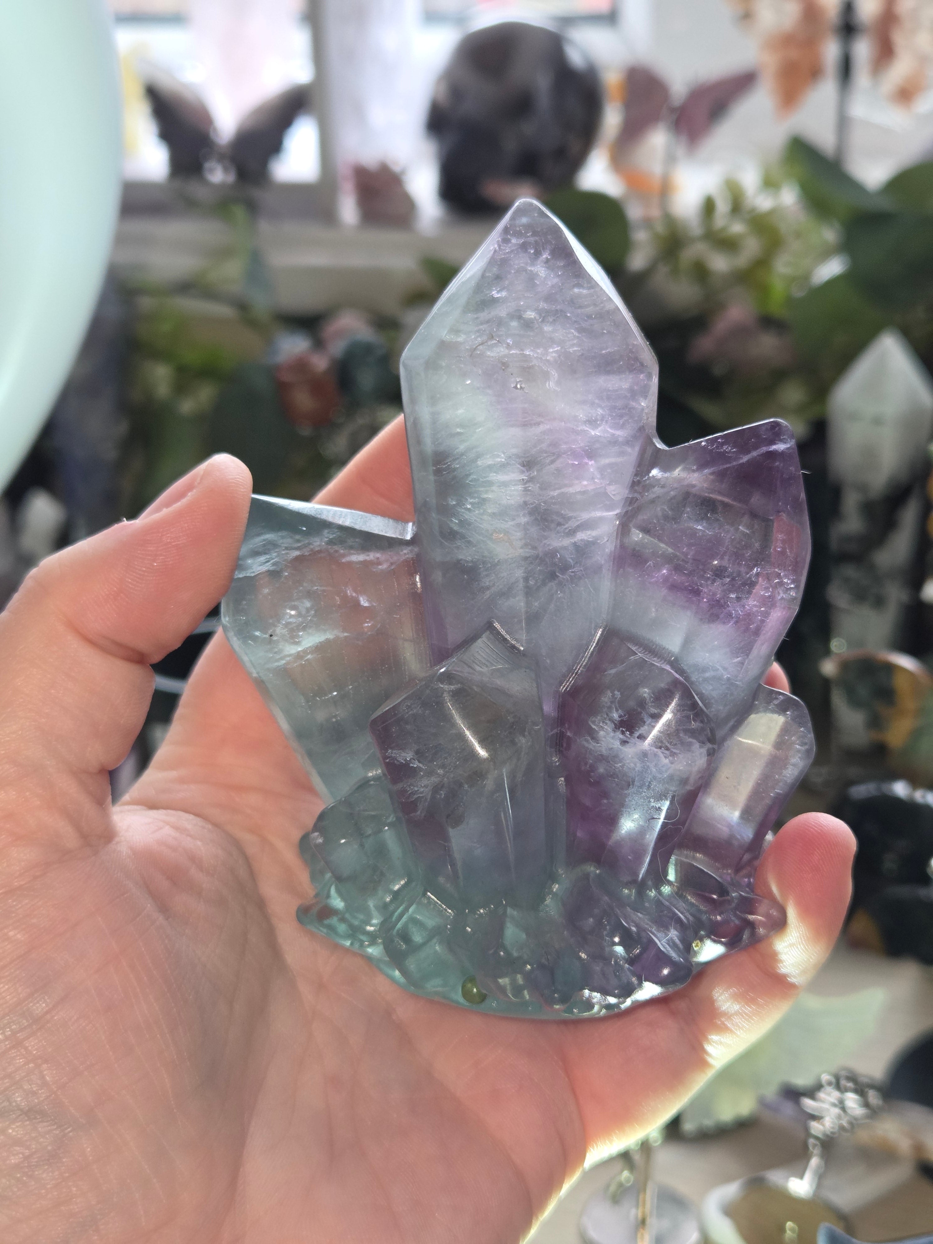 Large Flourite tower cluster -light stand sold separately