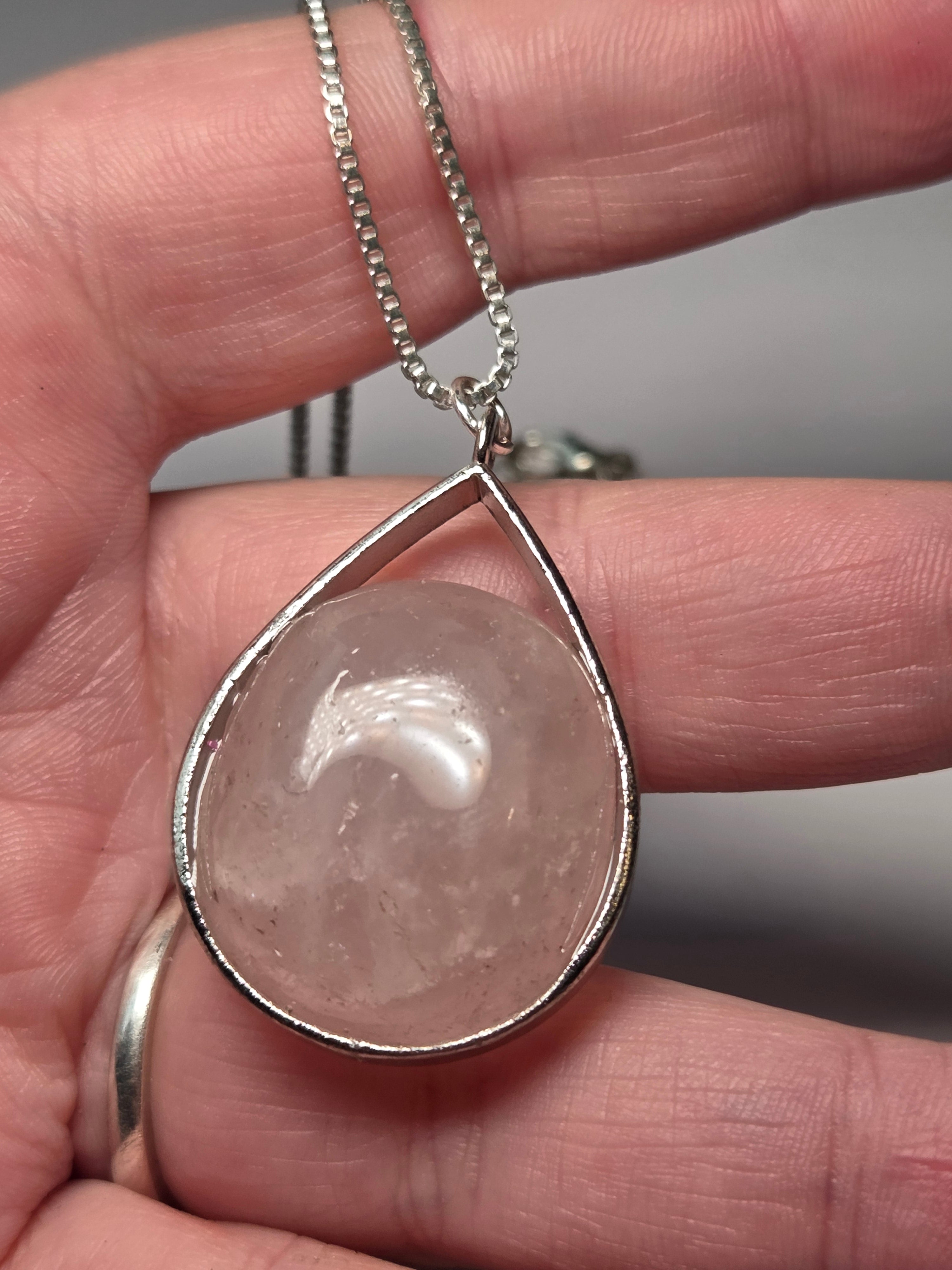 Rose quartz crystal handmade necklace