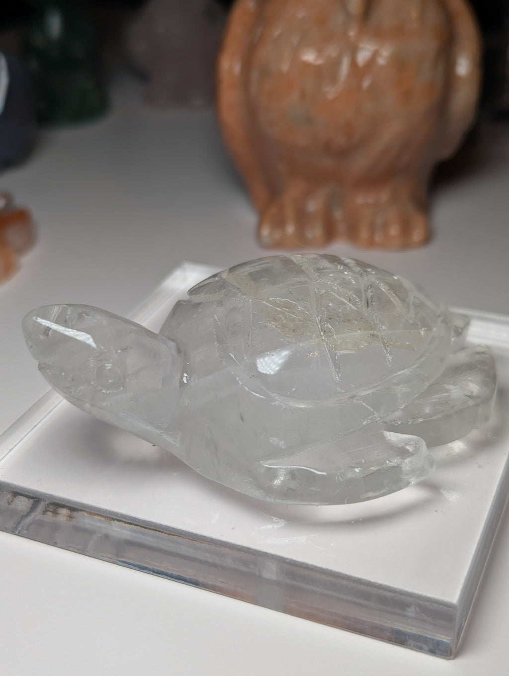 Clear quartz crystal turtle