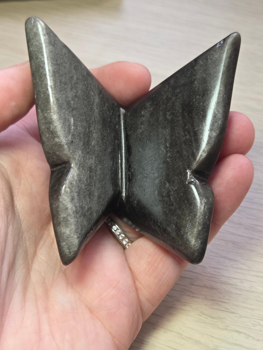 Silver sheen obsidian crystal butterfly