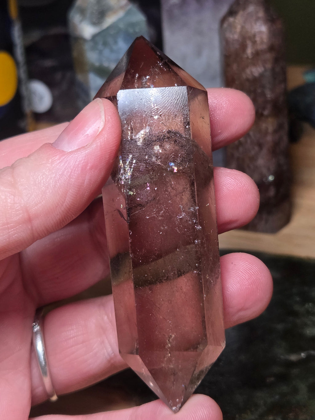 Smokey quartz crystal DT carving