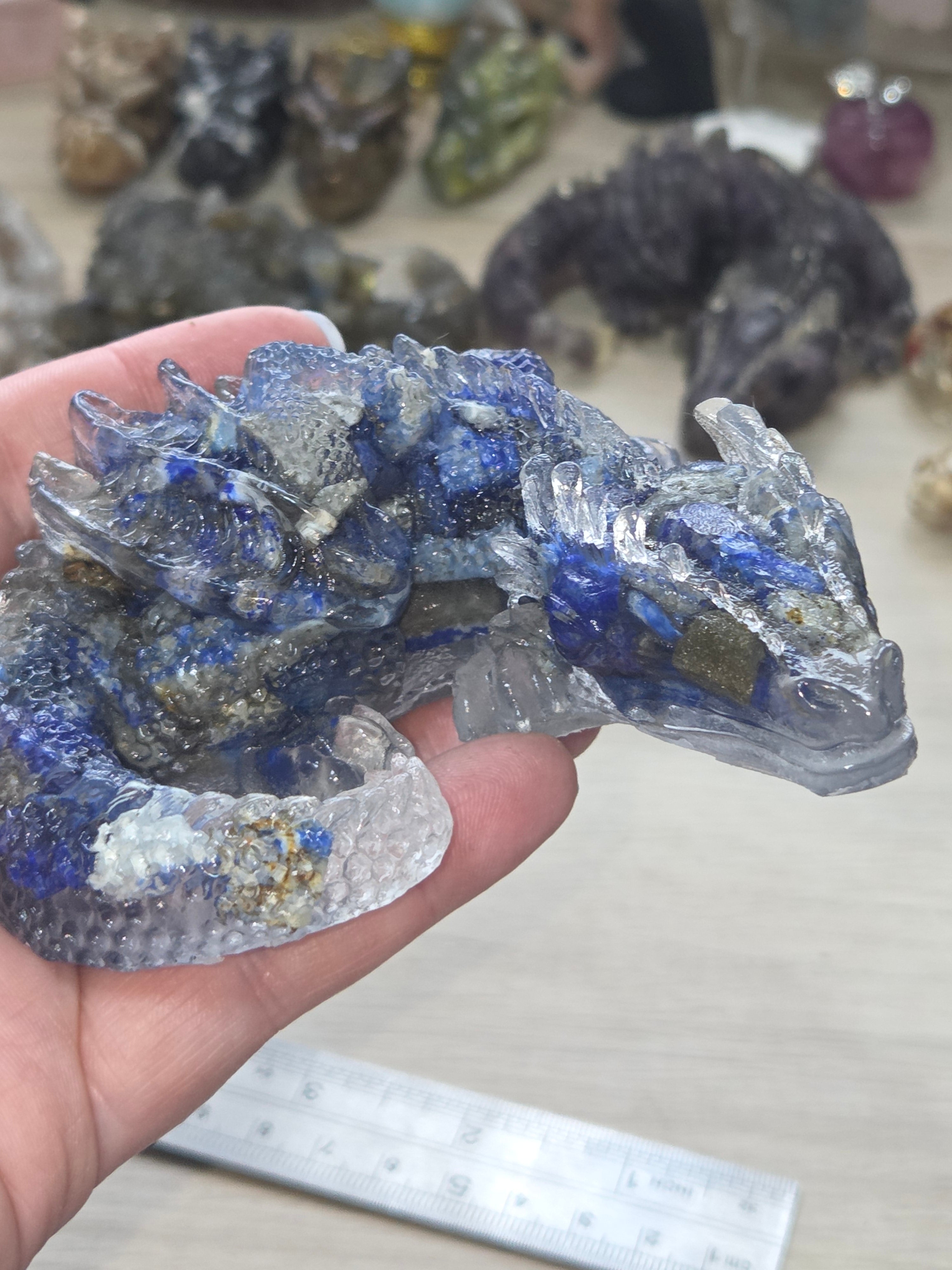 Crystal chip dragon carving