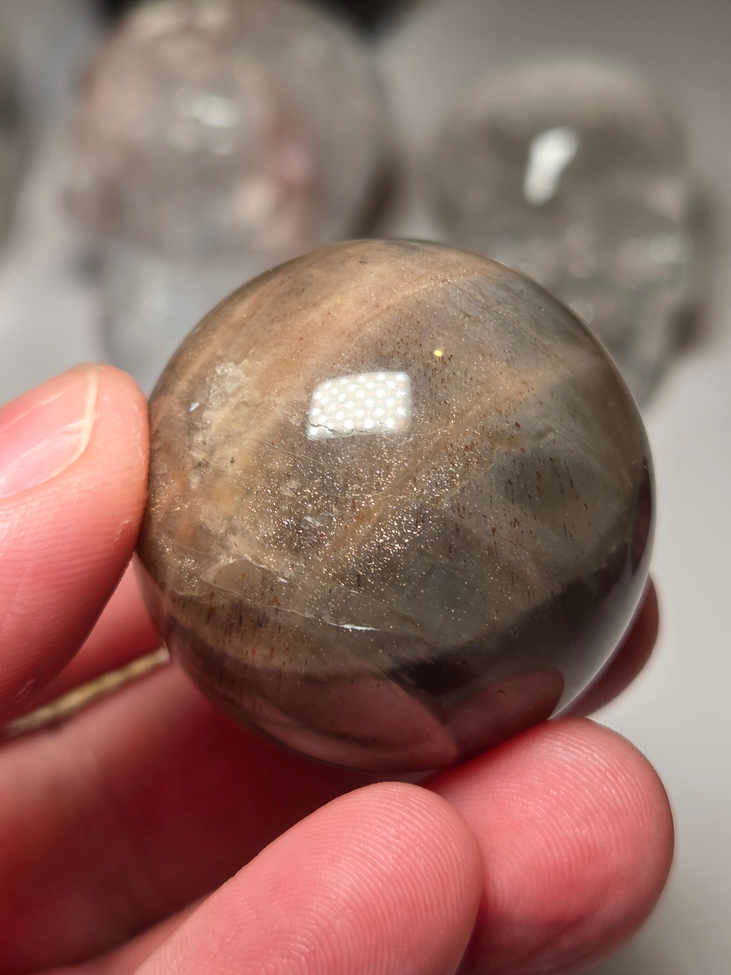 Grade A Black Moonstone with Sunstone with stand