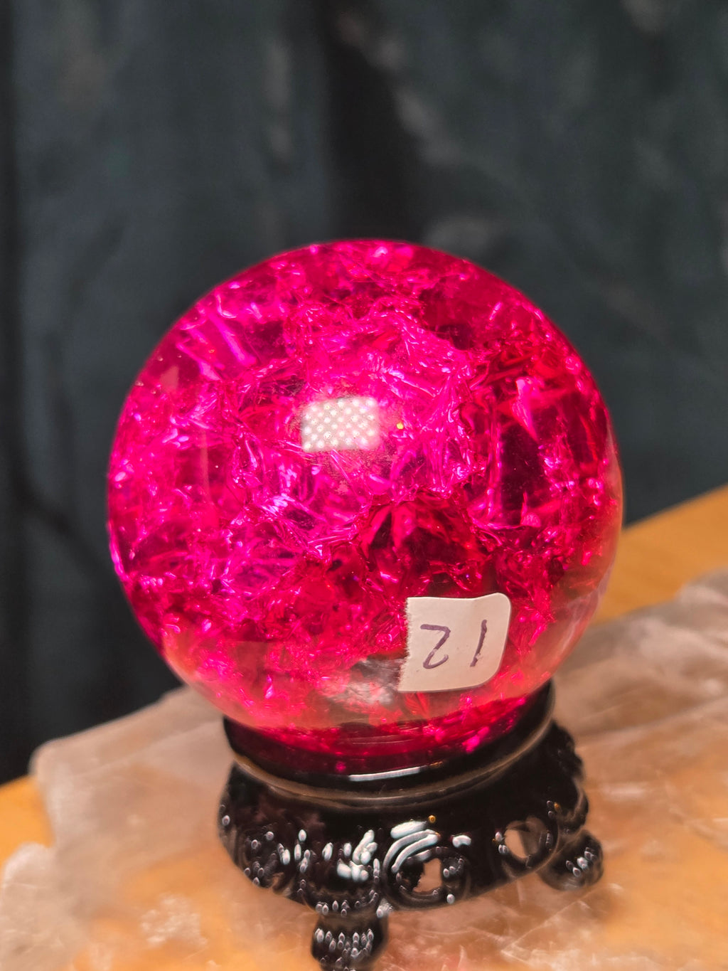 Pink Crackle Glass sphere