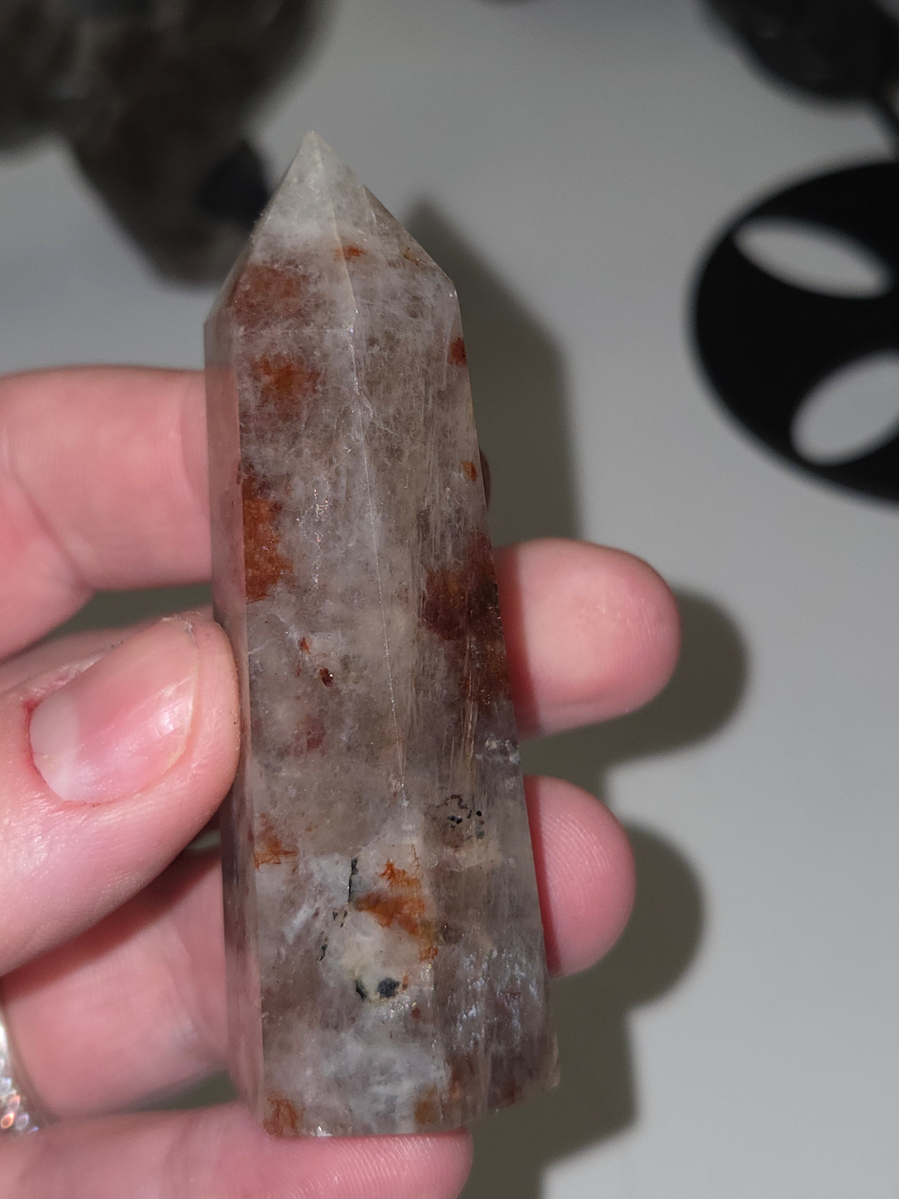 Sunstone in fire quartz crystal tower