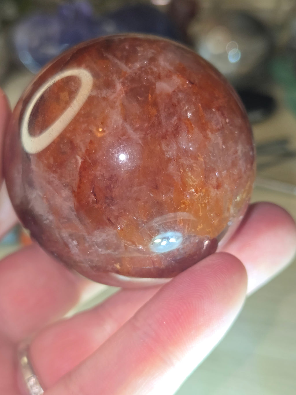 Fire quartz crystal sphere