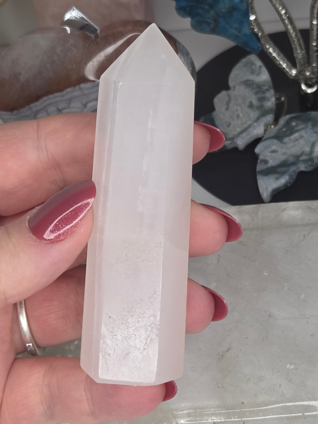Mango calcite crystal tower