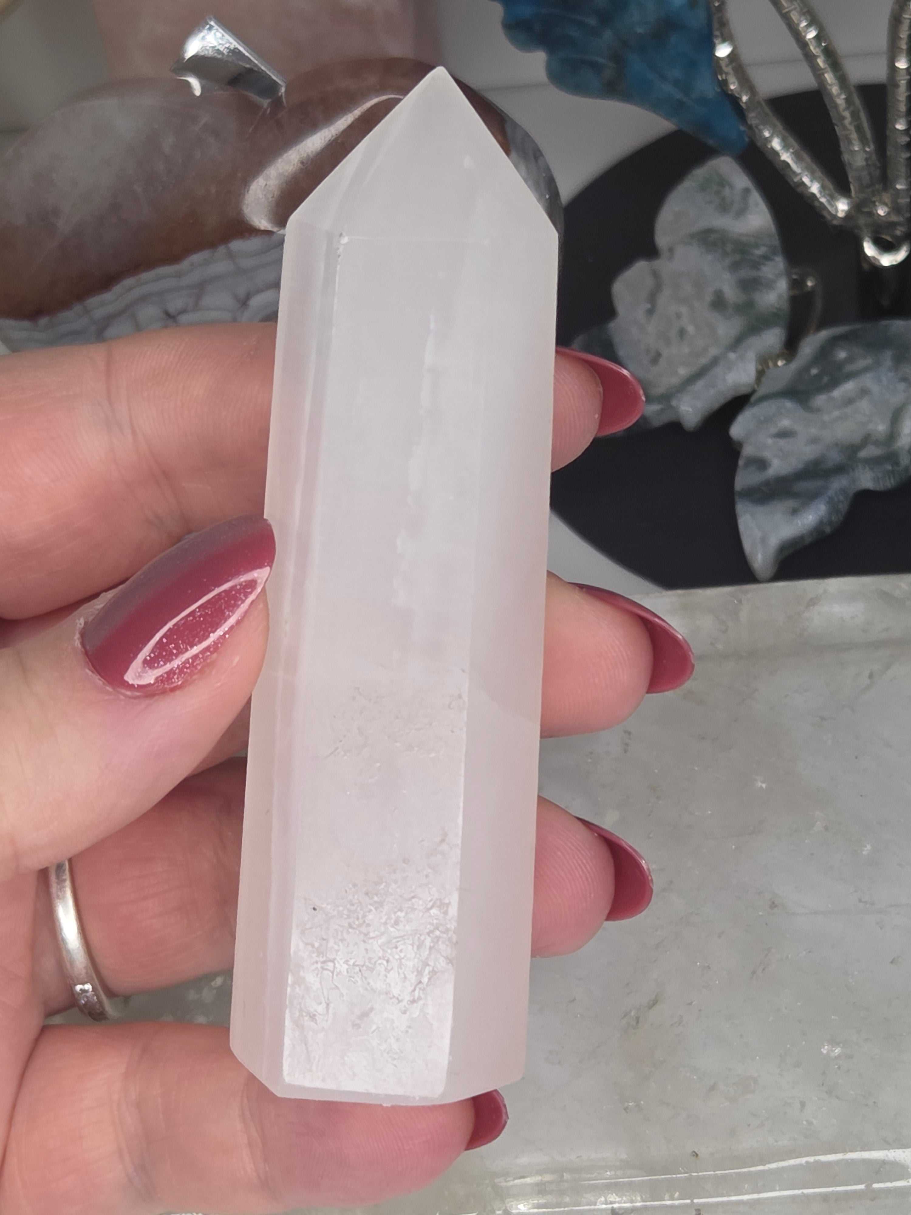 Mango calcite crystal tower