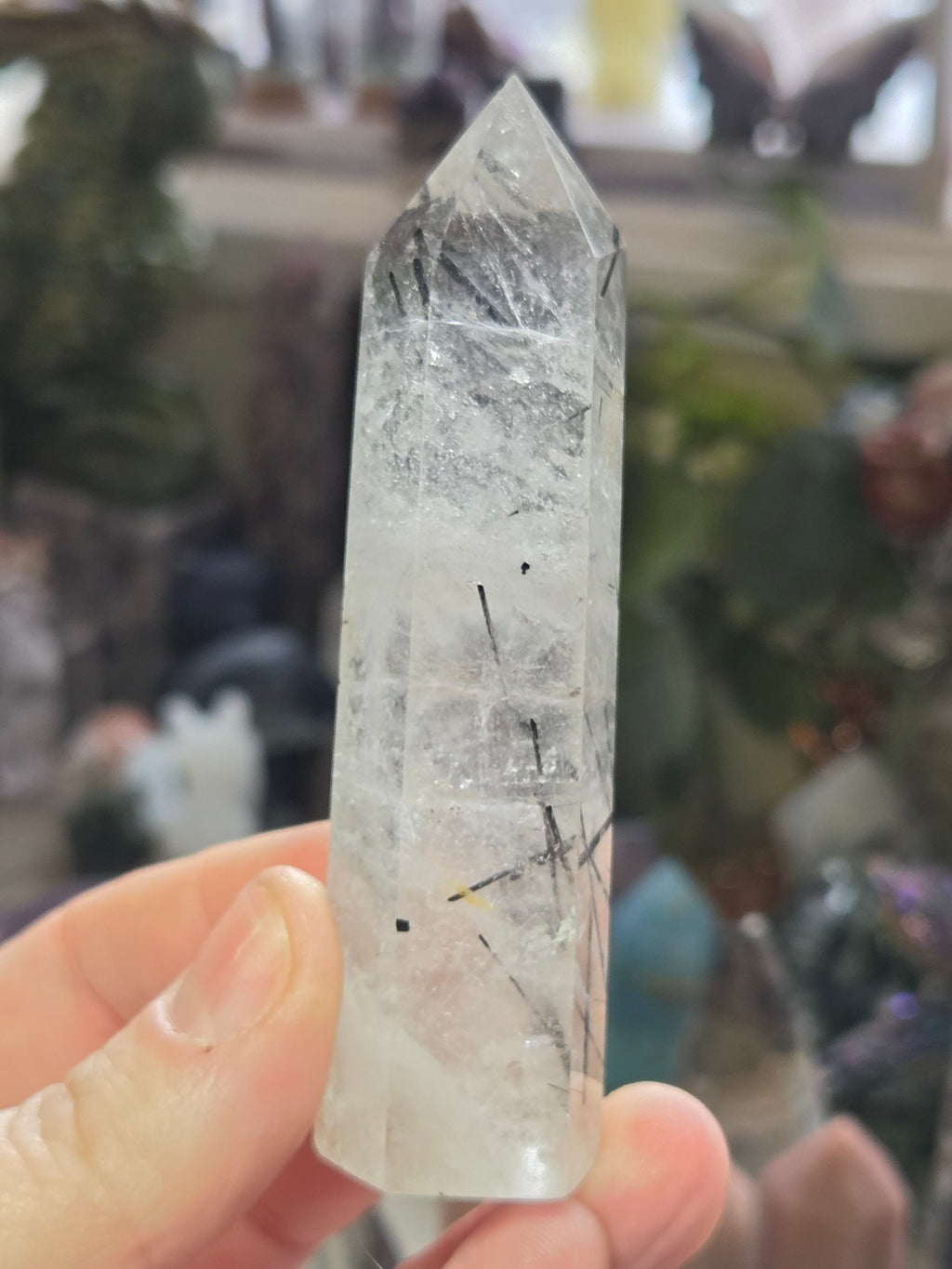 Grade A black Tourmaline rutile crystal tower