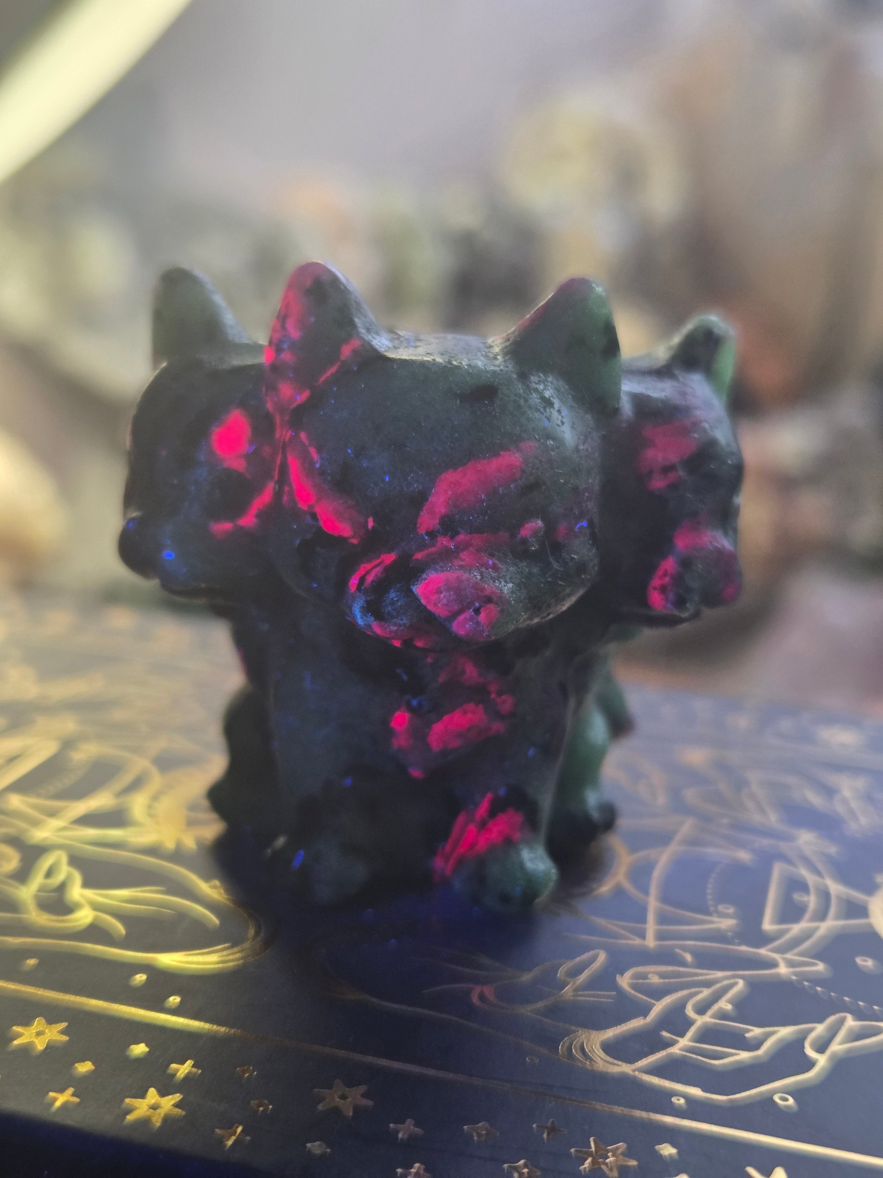 Ruby in zoiltie crystal three headed dog