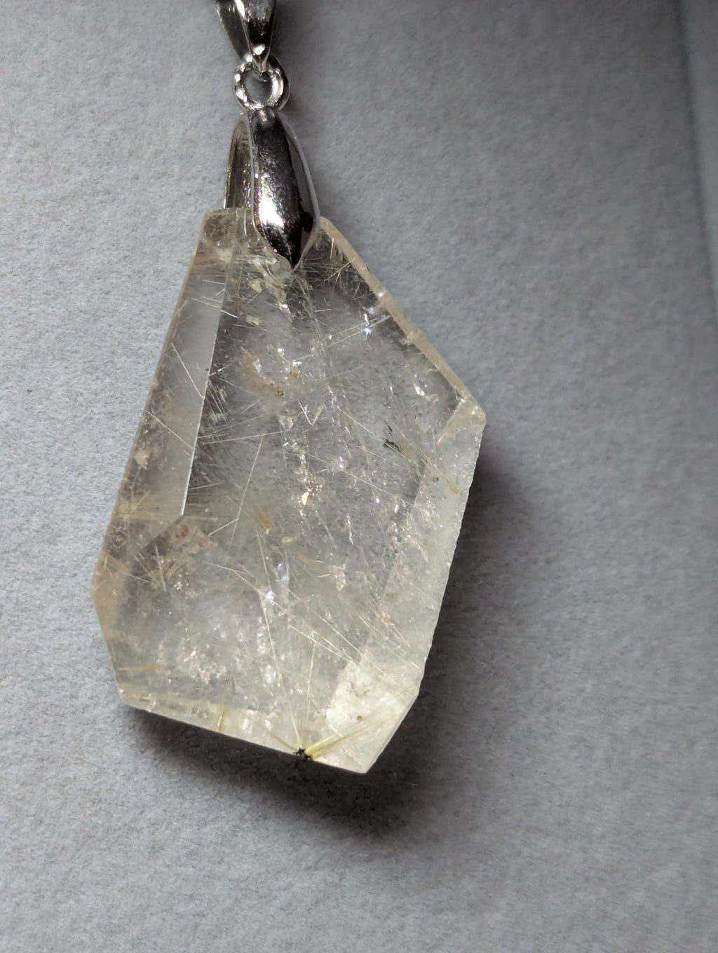 Golden  hair rutile crystal handmade necklace