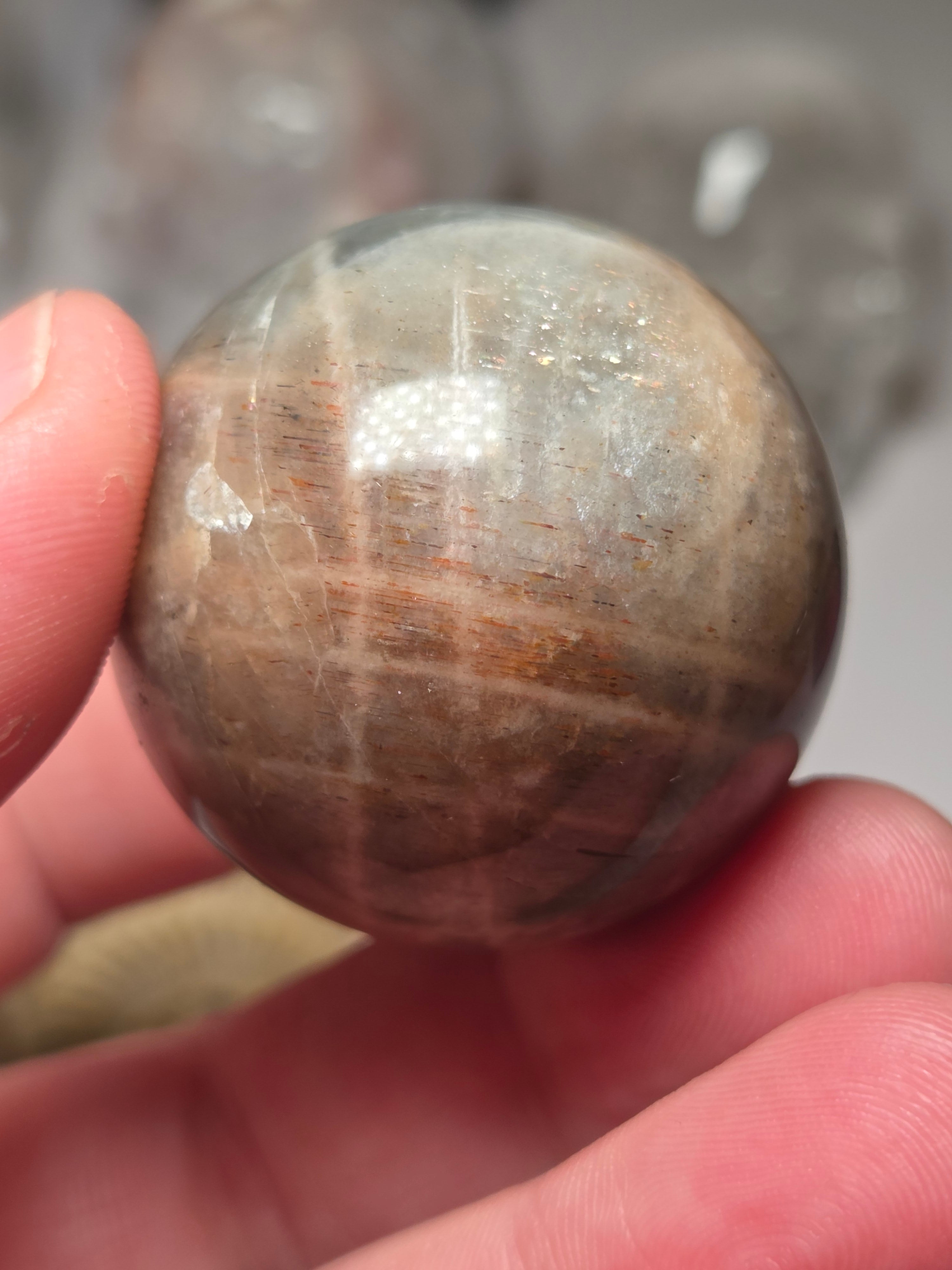 Grade A Black Moonstone with Sunstone with stand