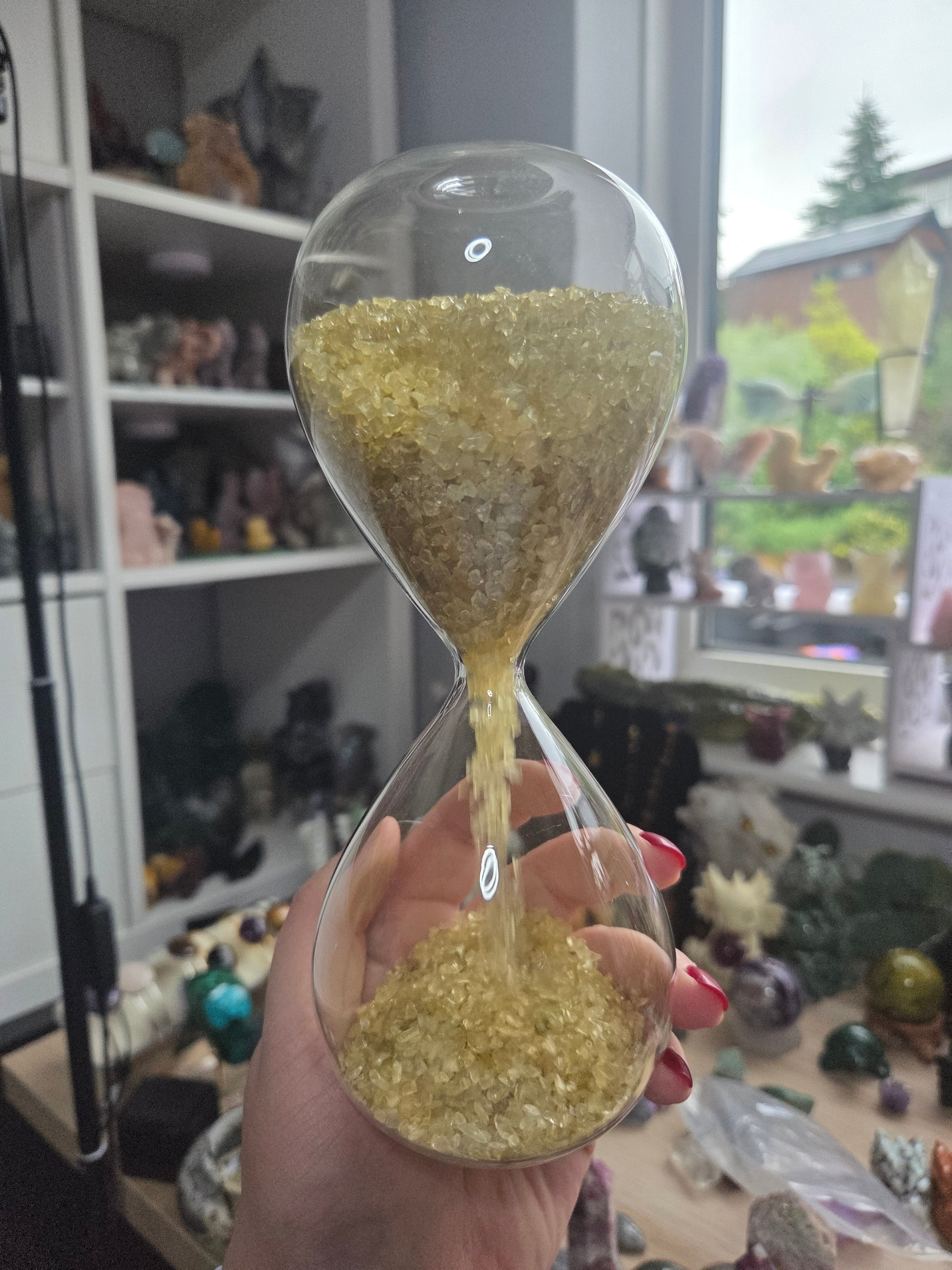 Citrine crystal hourglass carving