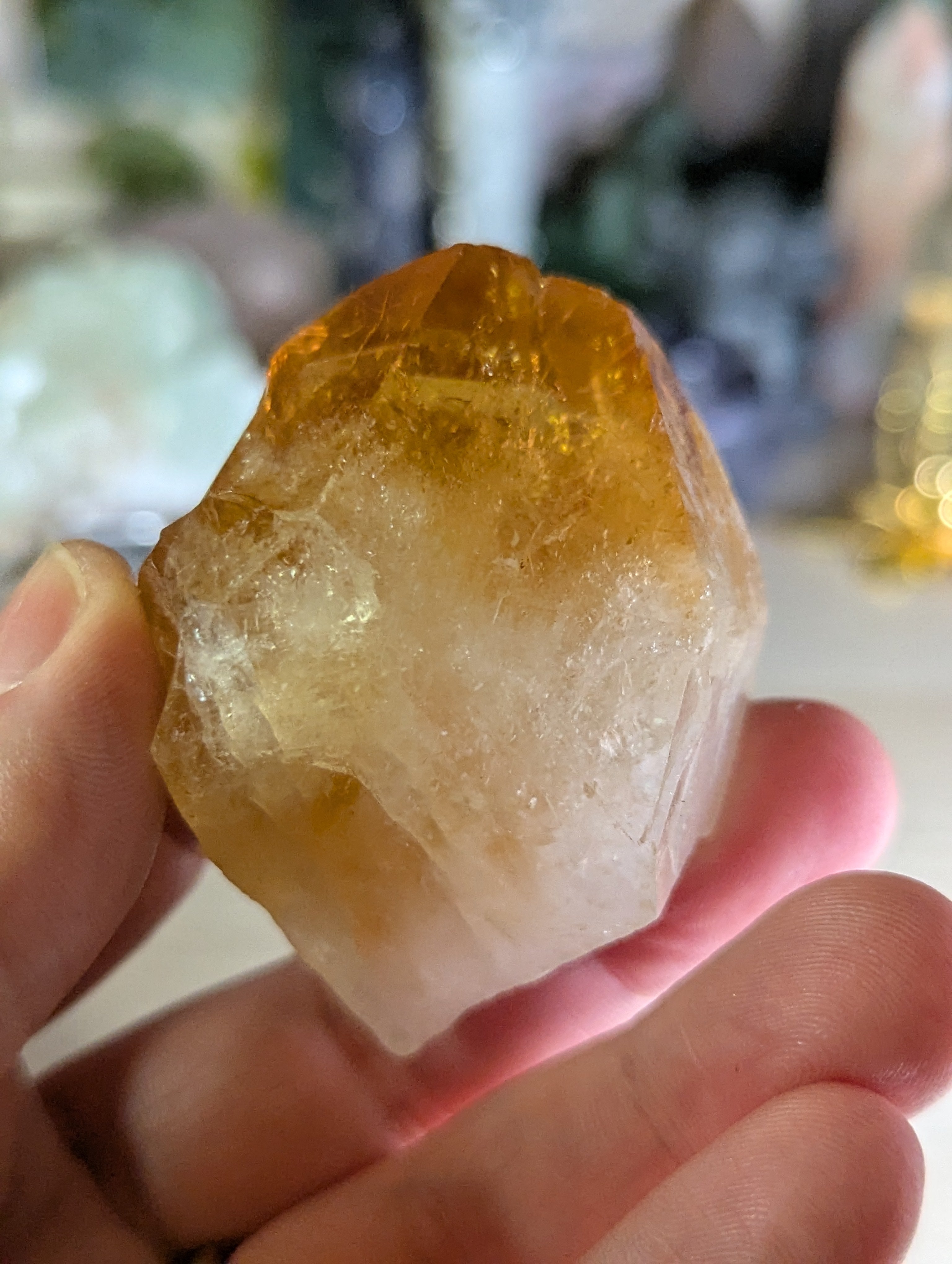 Citrine crystal tooth with stand