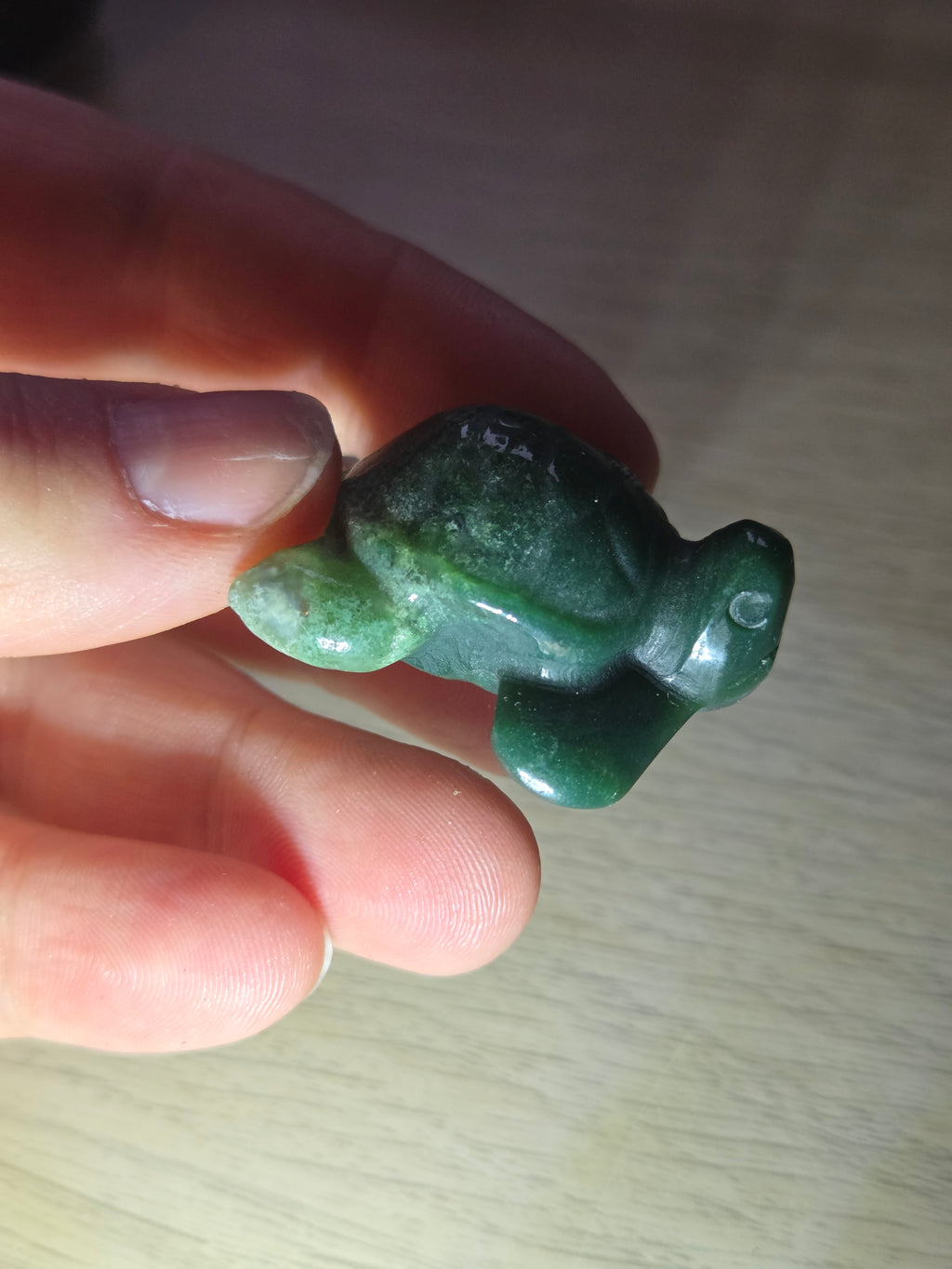Green jade crystal turtle carving