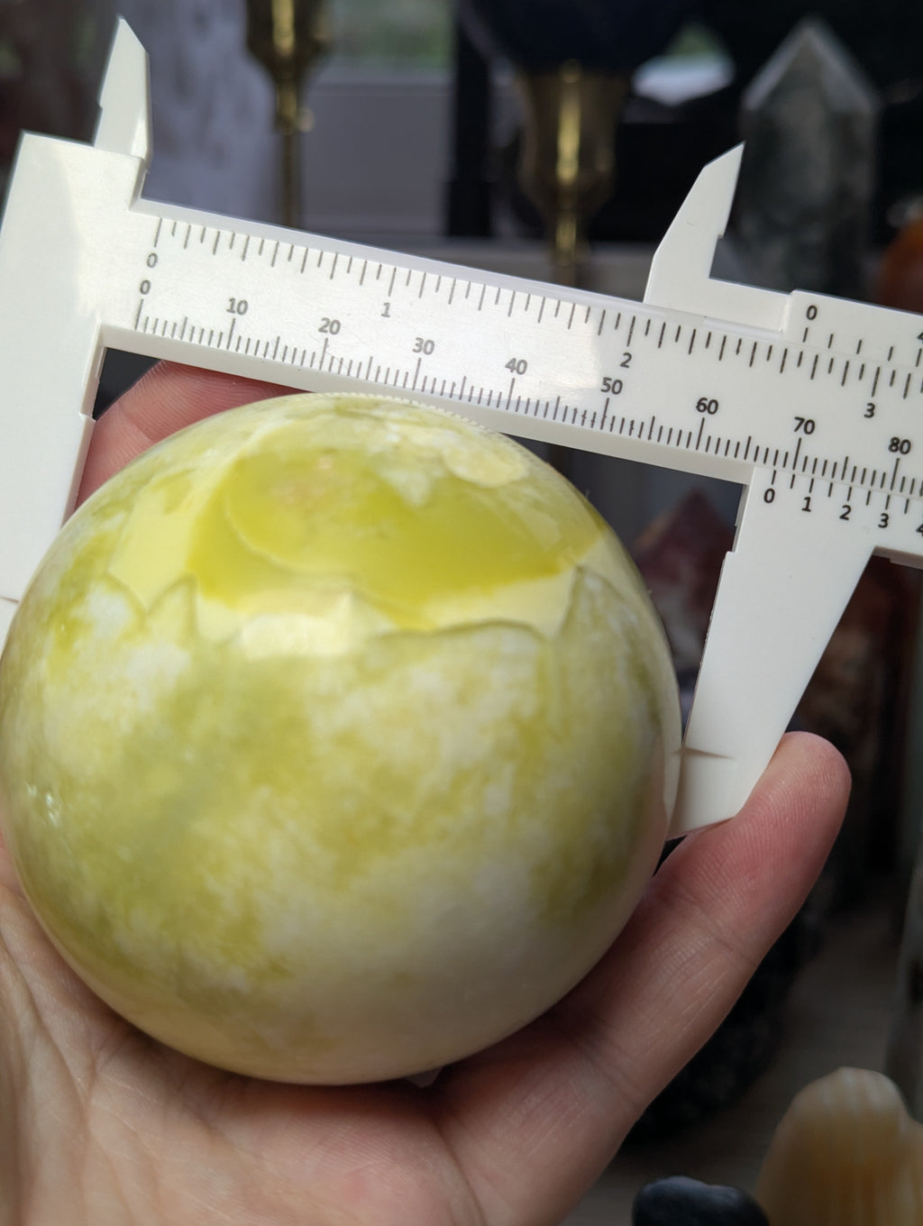 Lemon jade crystal sphere 6.6cm