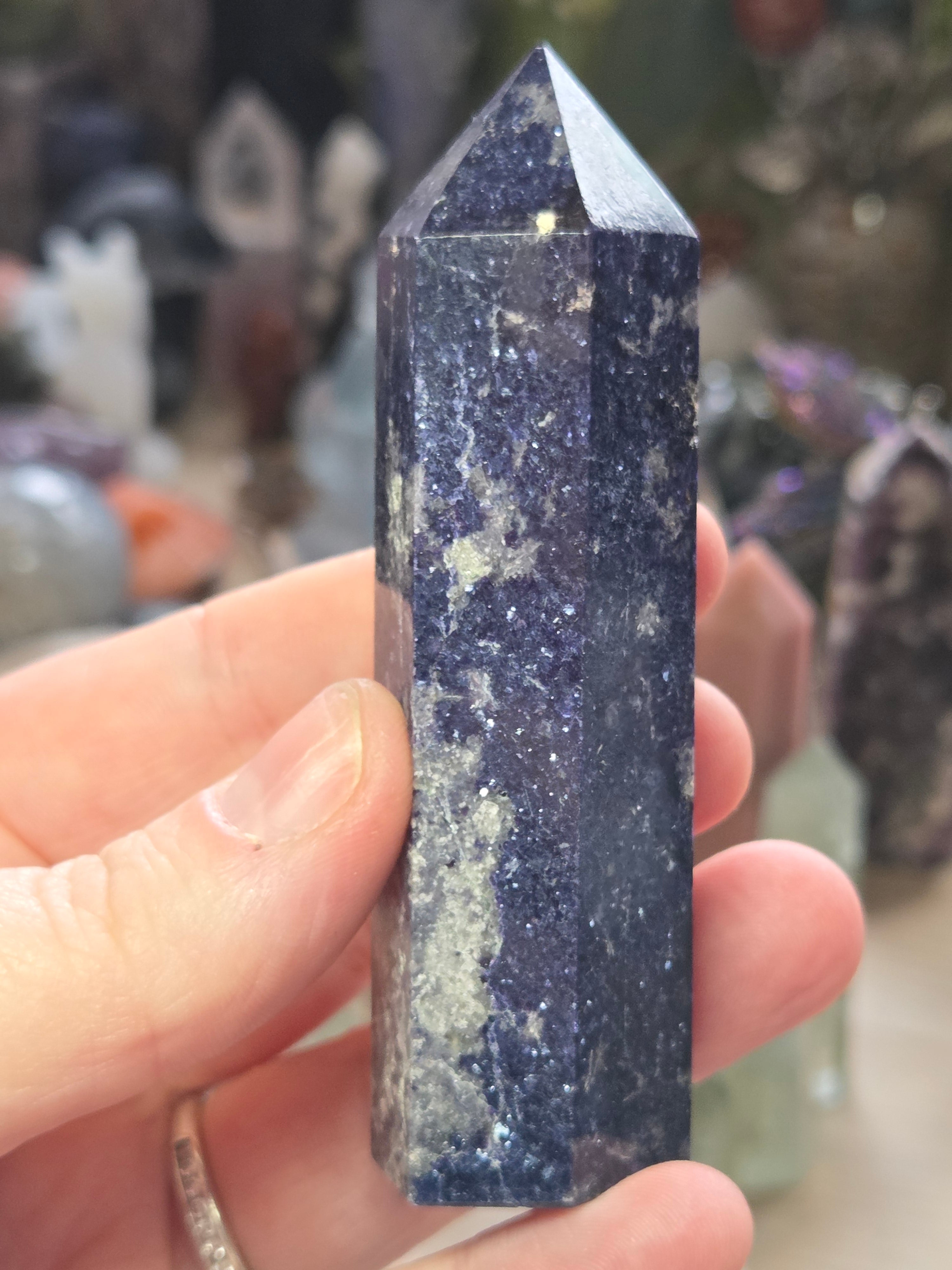 Blue mica spakly crystal tower