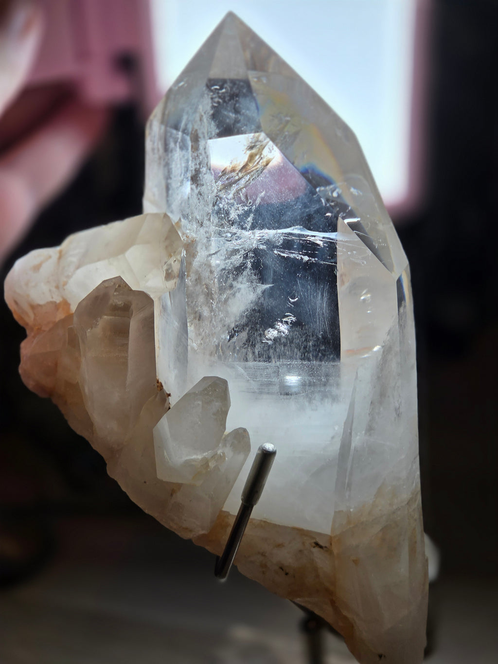 Large raw clear quartz crystal from Brazil