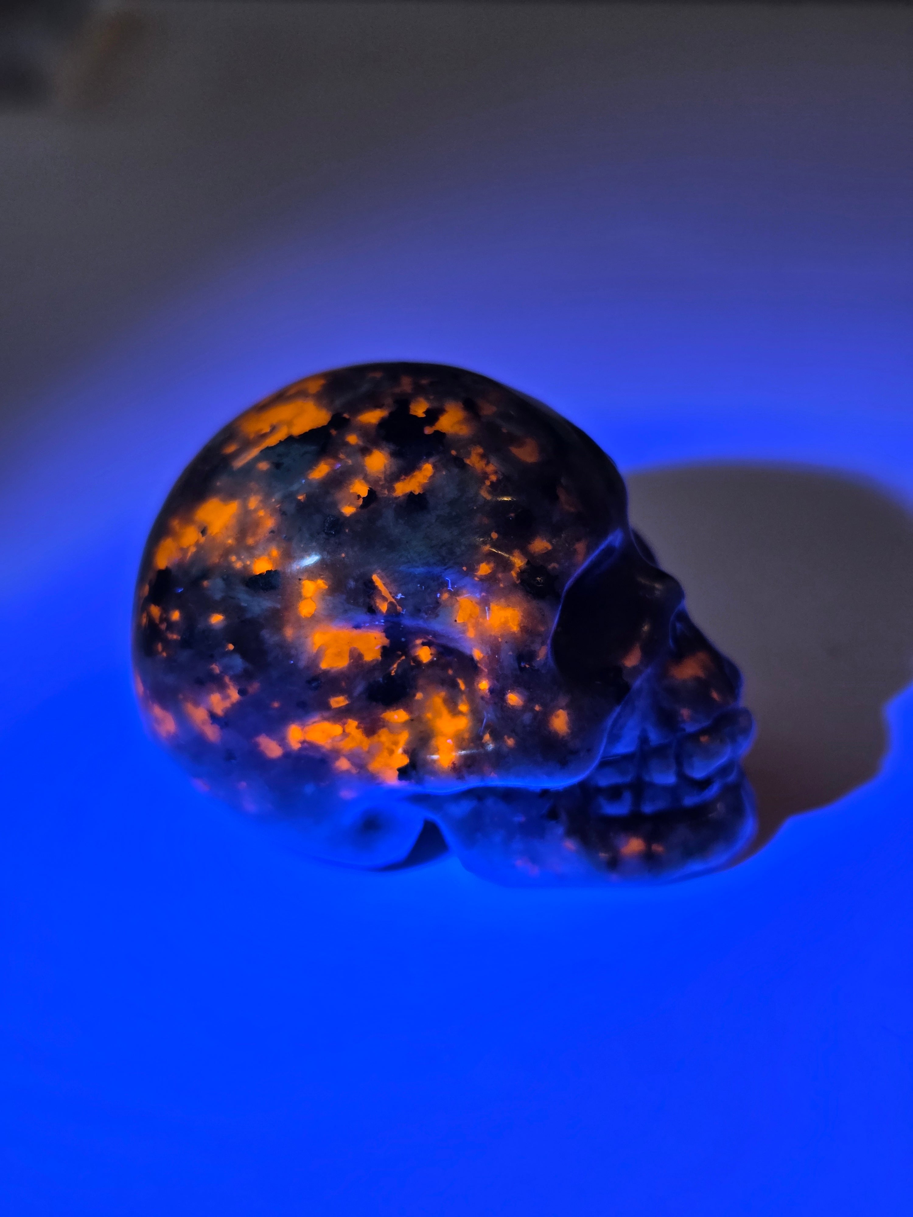 Yooperlite crystal skull carving