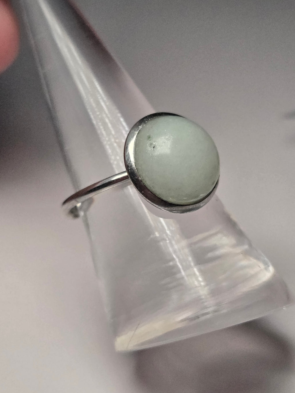 Green jade crystal adjustable ring stainless steel