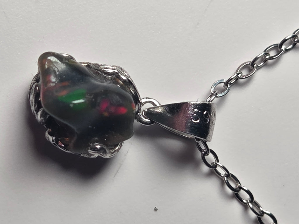 Ethiopian black Opal necklace s295