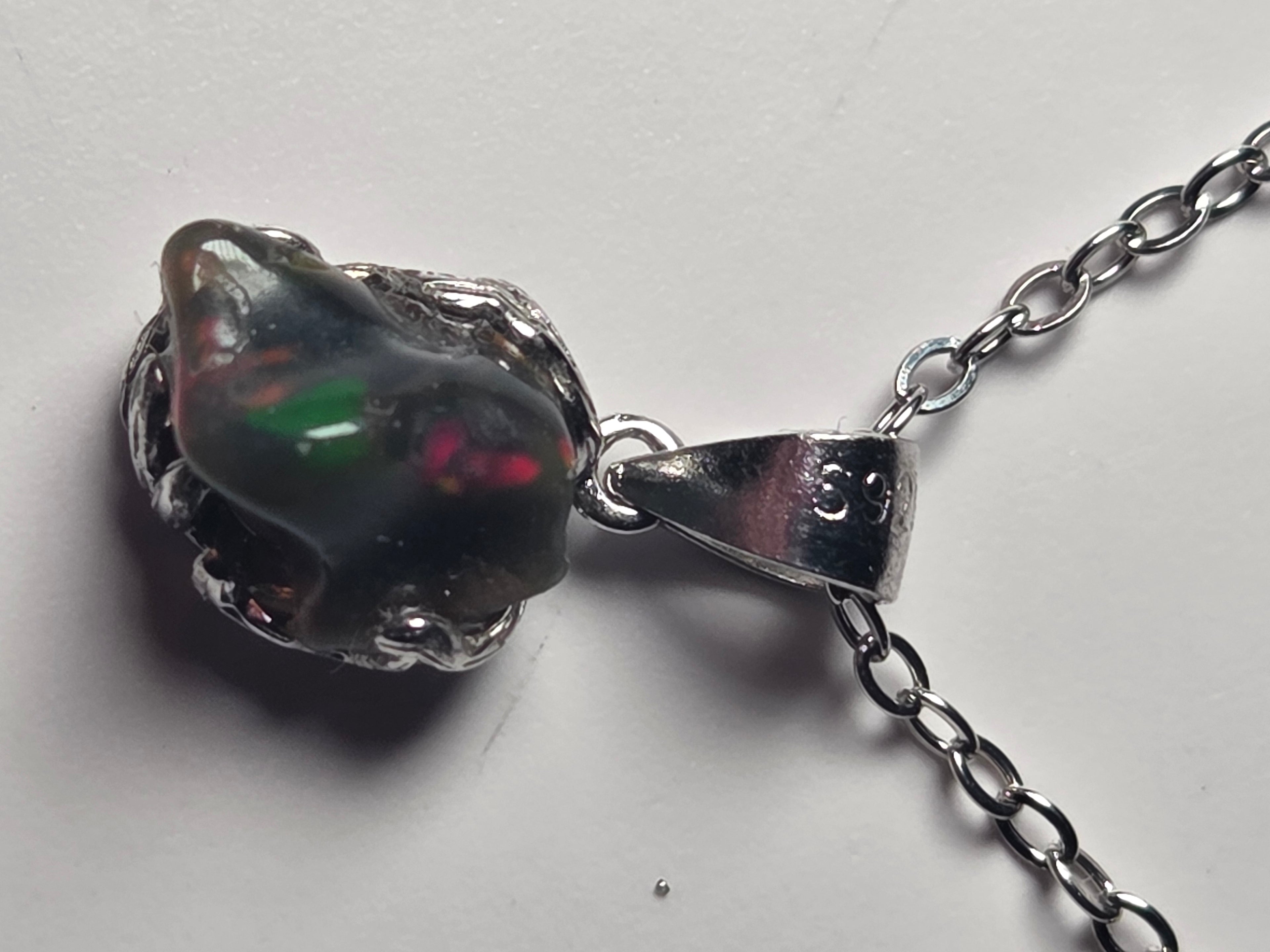 Ethiopian black Opal necklace s295