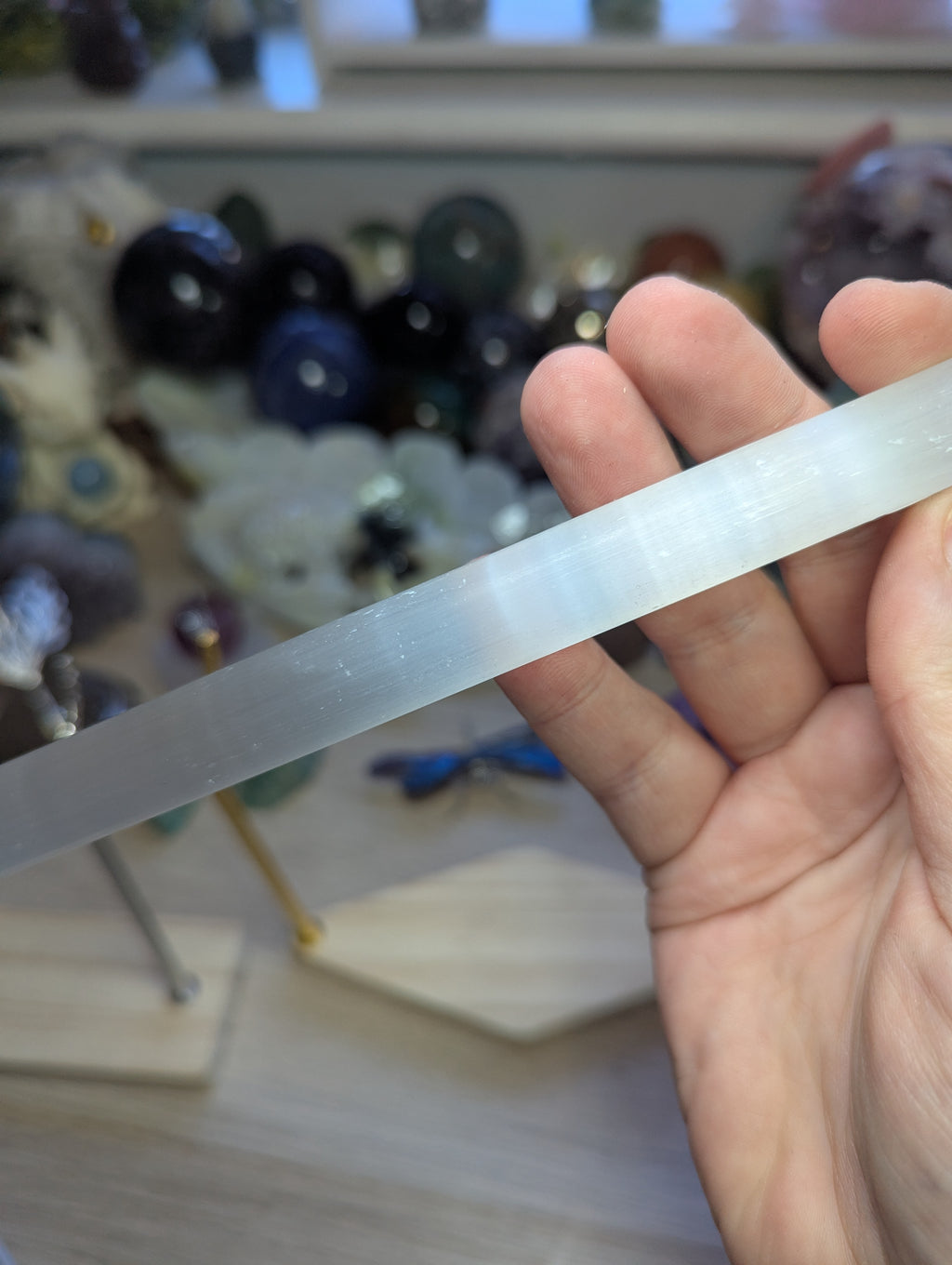 Selenite crystal ring stand