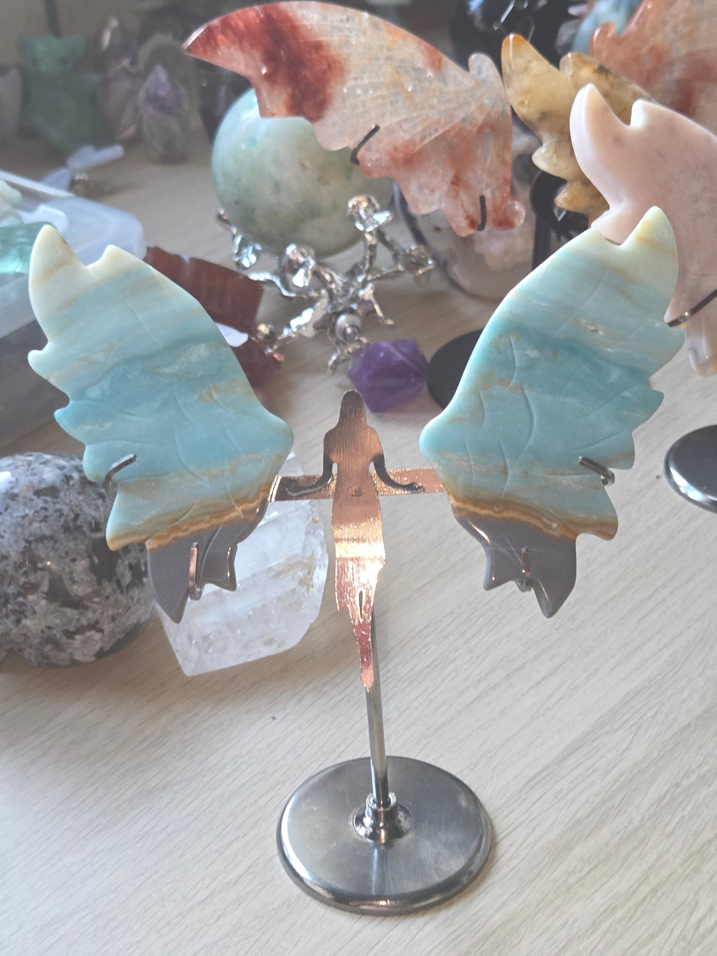 Caribbean calcite crystal Angel wings carving