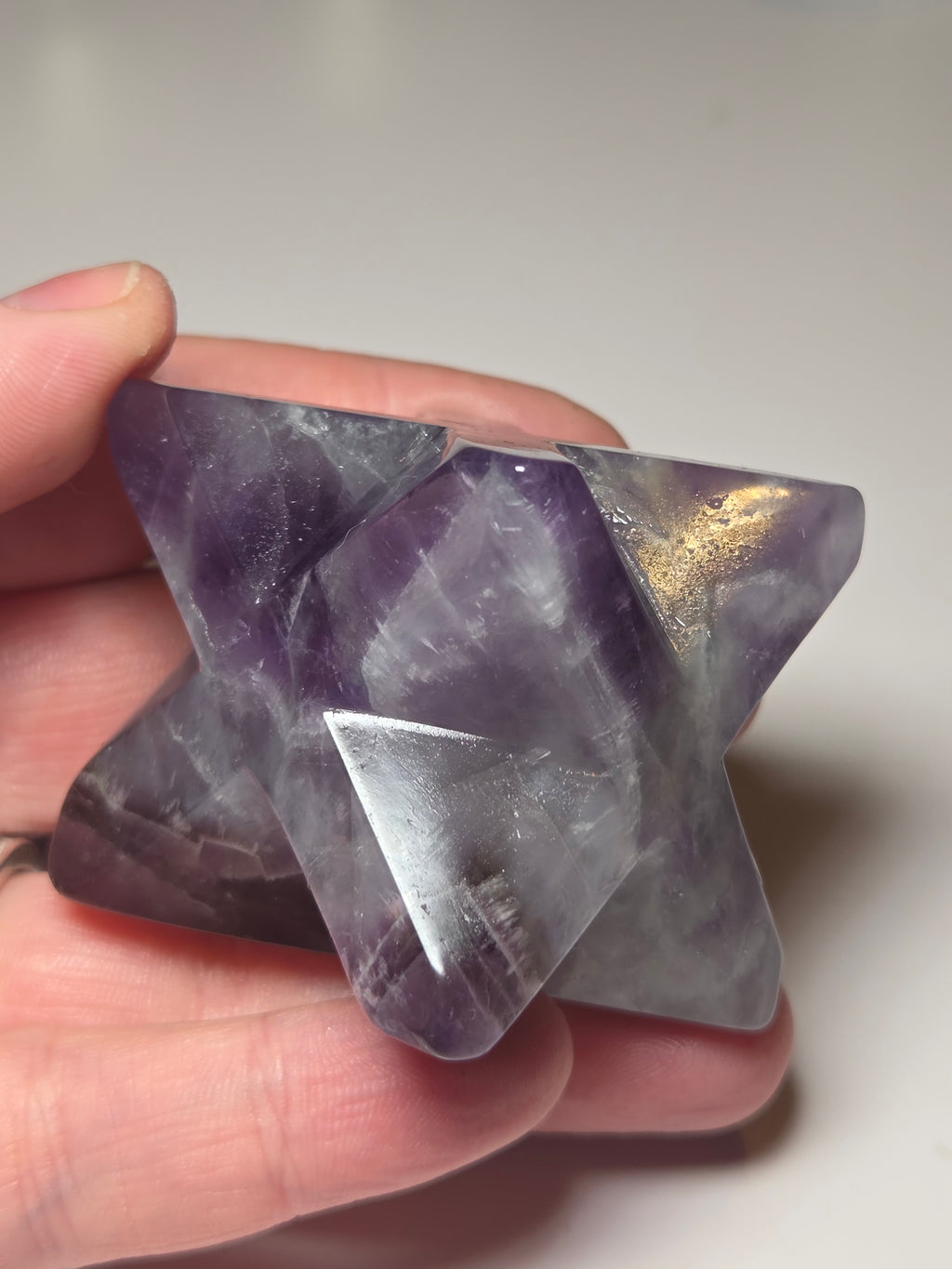 Dream Amethyst merkaba star carving