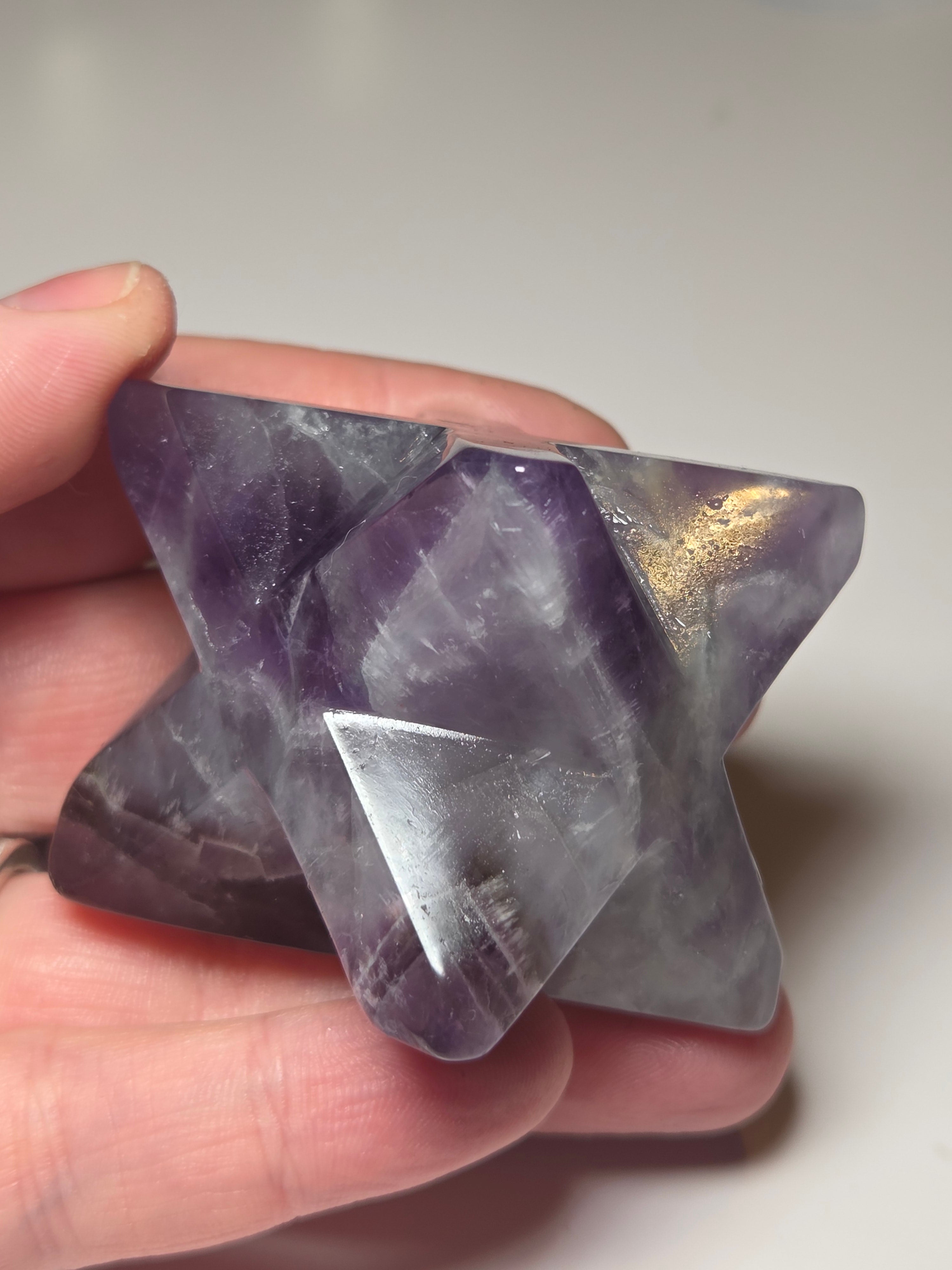 Dream Amethyst merkaba star carving