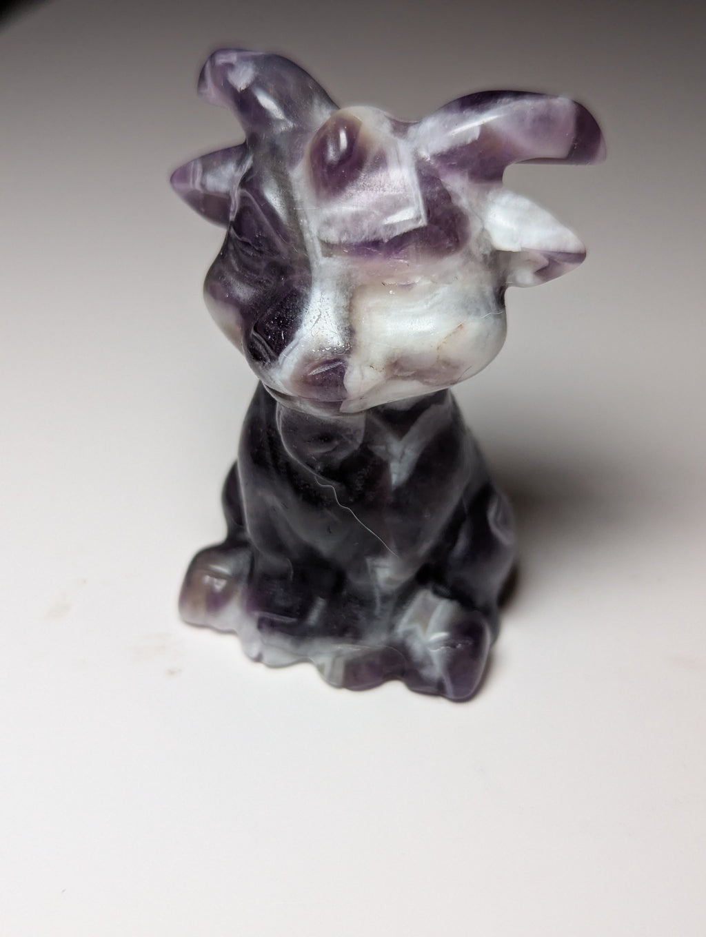 Dream Amethyst crystal Goat carving