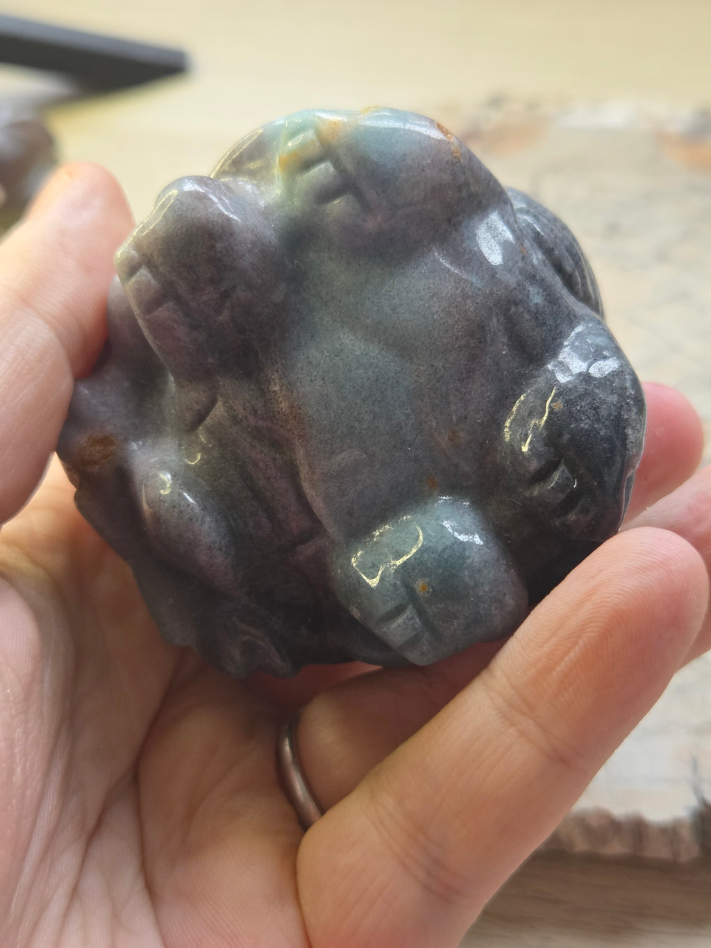 Trolite crystal dragon turtle carving