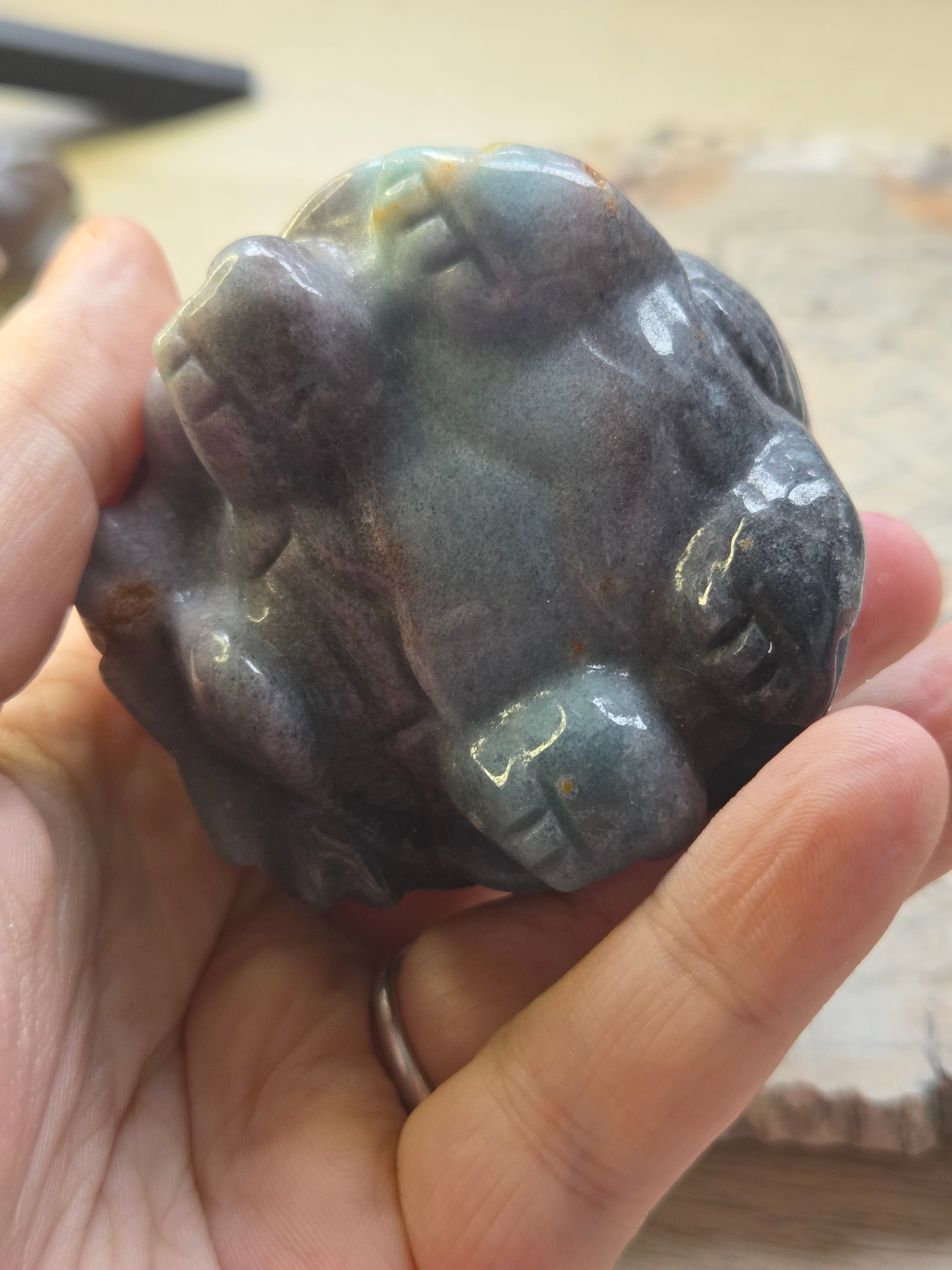 Trolite crystal dragon turtle carving