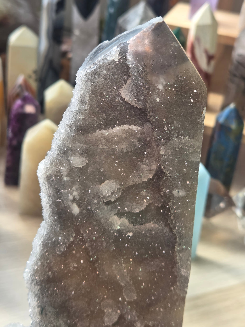 Extra large  Sphelerite crystal tower with custom stand 22.5cm