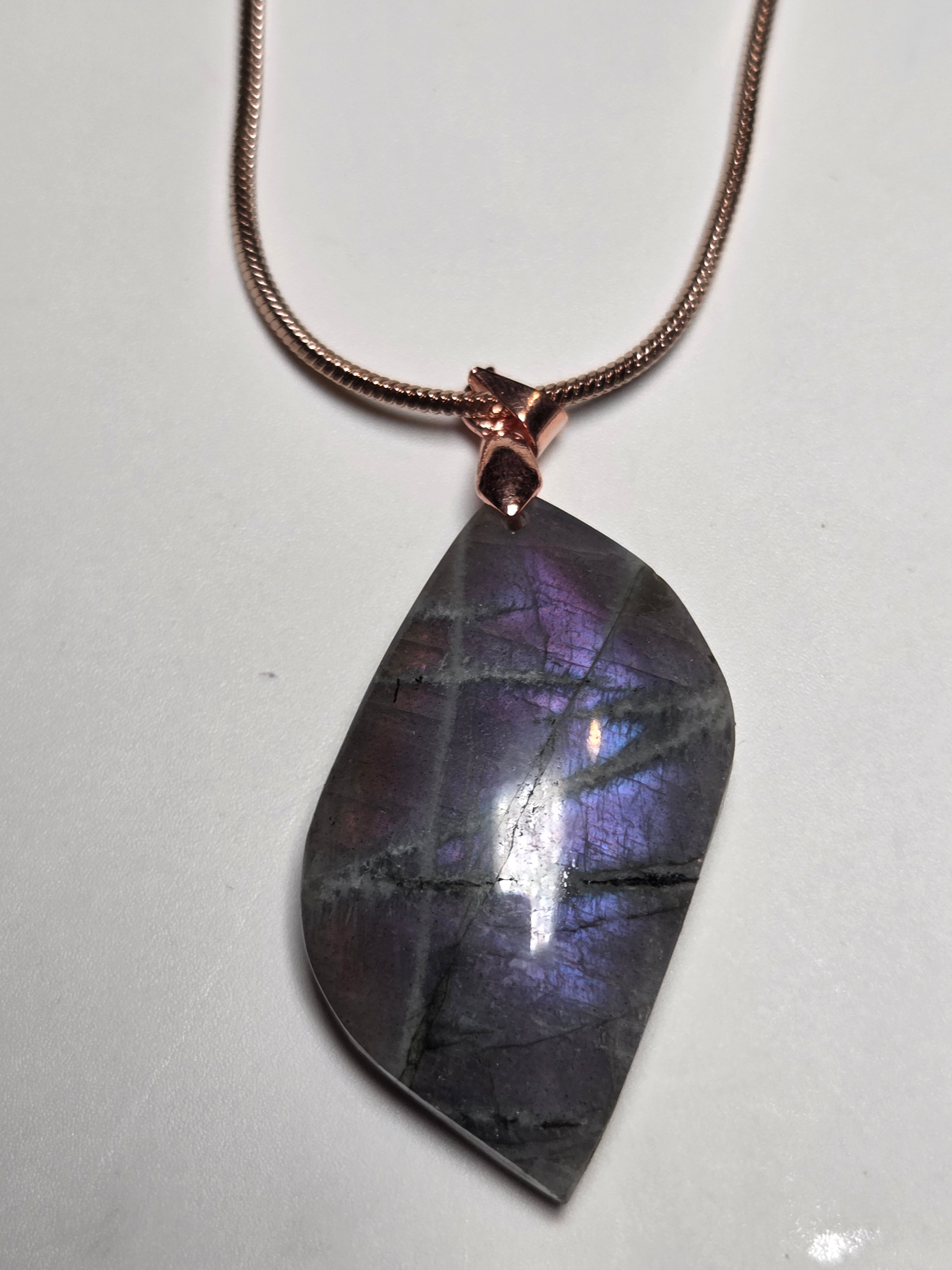 Purple labradorite crystal handmade necklace