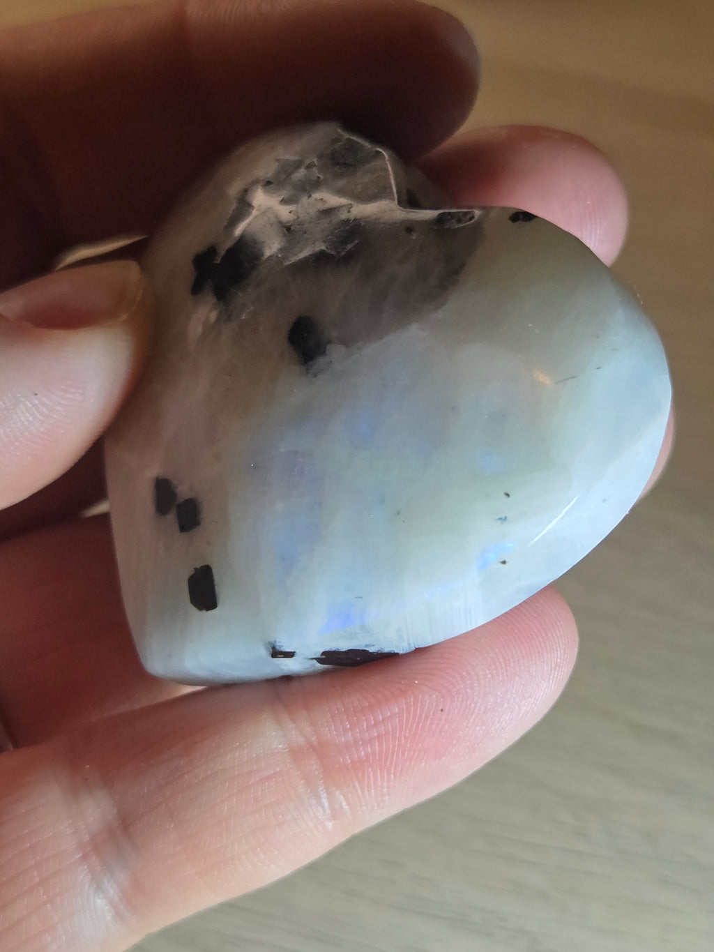 Rainbow moonstone crystal heart carving