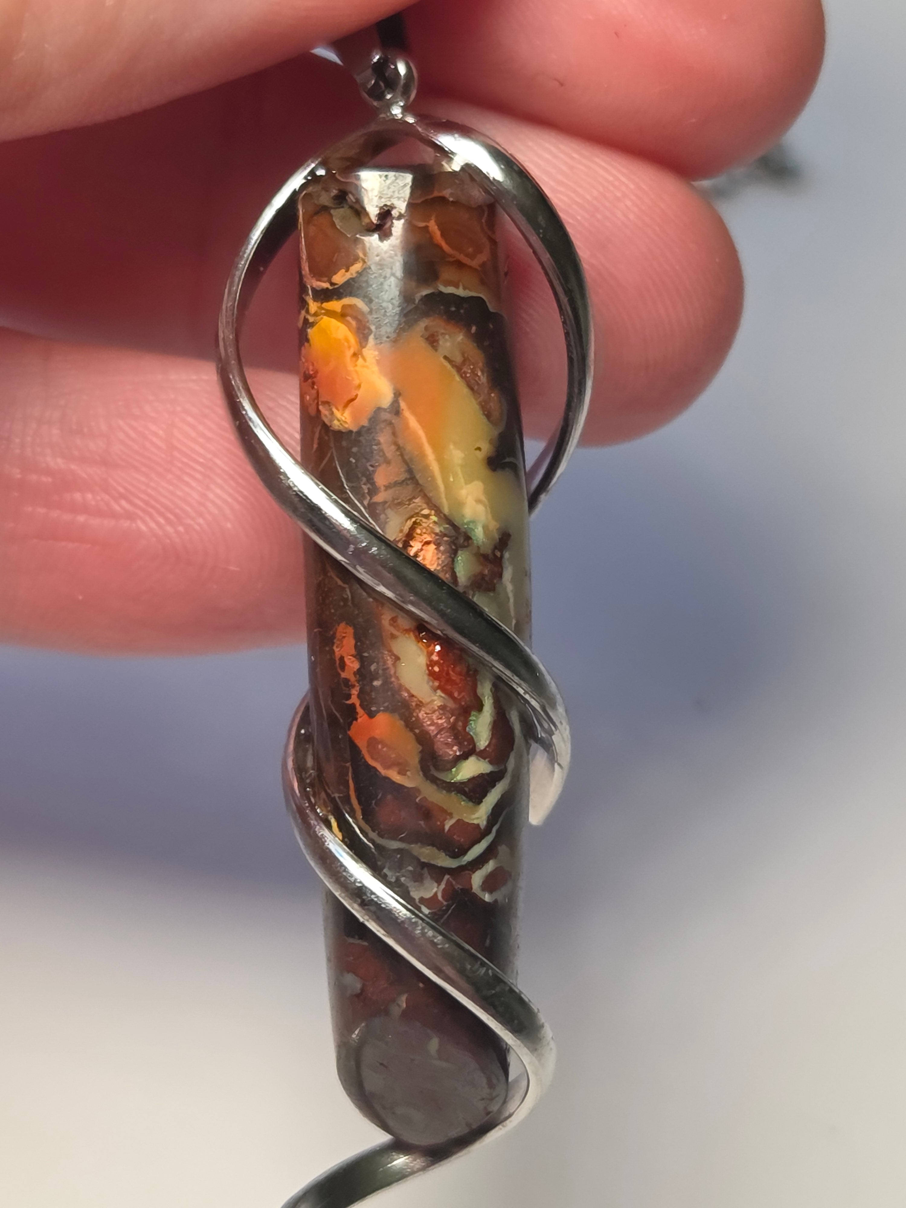 Australian bolder opal lipstick style necklace