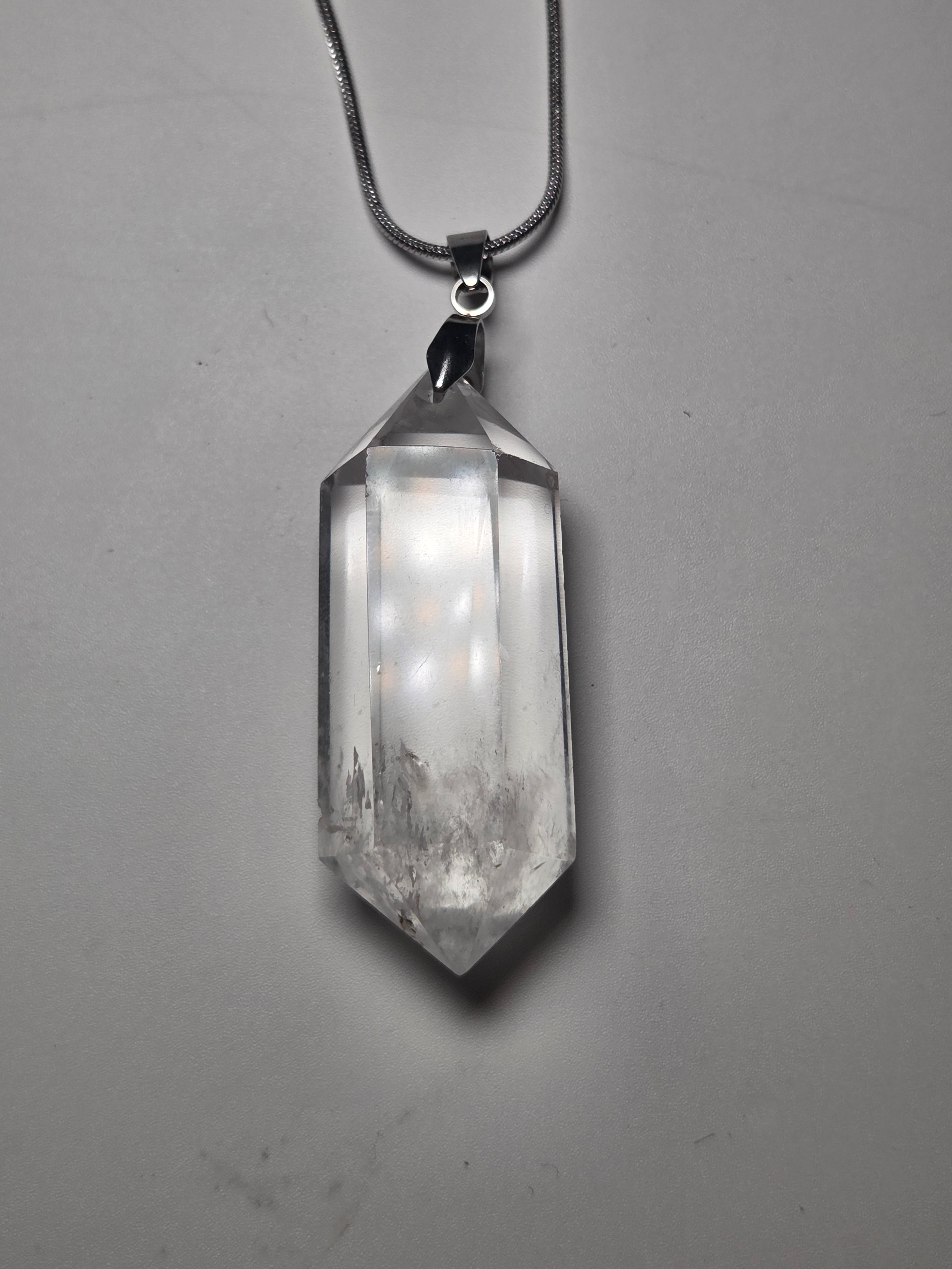 Grade AA Clear quartz crystal handmade necklace