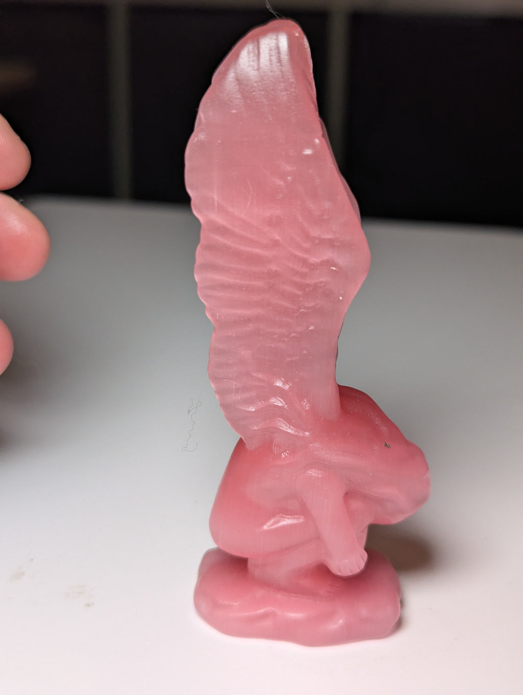 Pink Cats eye crystal fallen Angel carving